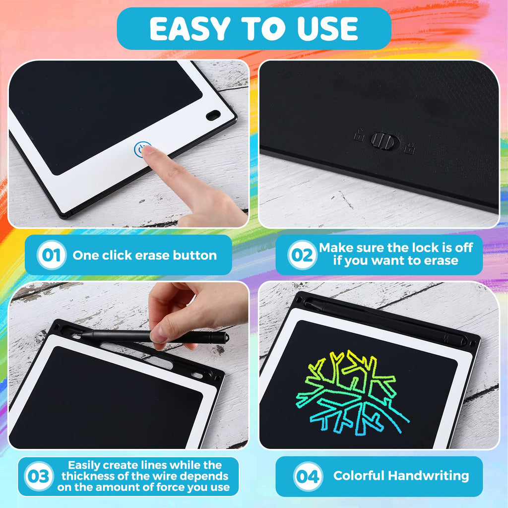 Zhehao 32 Pcs LCD Writing Tablet for Kids Bulk 8.5 Inch Colorful Doodle Board Tablet Erasable Doodle Pad Educational Toy Birthday Easter Gift for Boys Girl Age 3-10(Black)