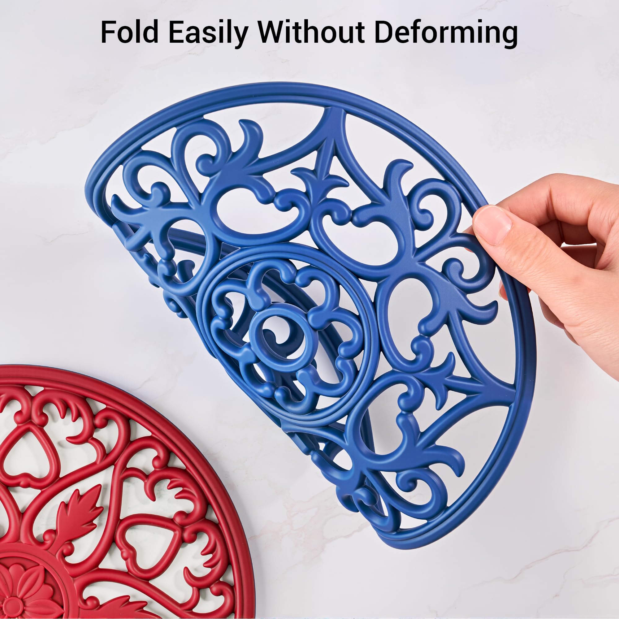 SMARTAKE 6 Set Silicone Trivet Mats for Hot Dishes, Heat Resistant Pots and Pans Holders, Non-Slip Flexible Hot Pads Coasters for Countertops Table, Modern Kitchen Decor Accessories (Black)