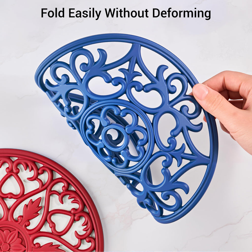 SMARTAKE 6 Set Silicone Trivet Mats for Hot Dishes, Heat Resistant Pots and Pans Holders, Non-Slip Flexible Hot Pads Coasters for Countertops Table, Modern Kitchen Decor Accessories (Black)