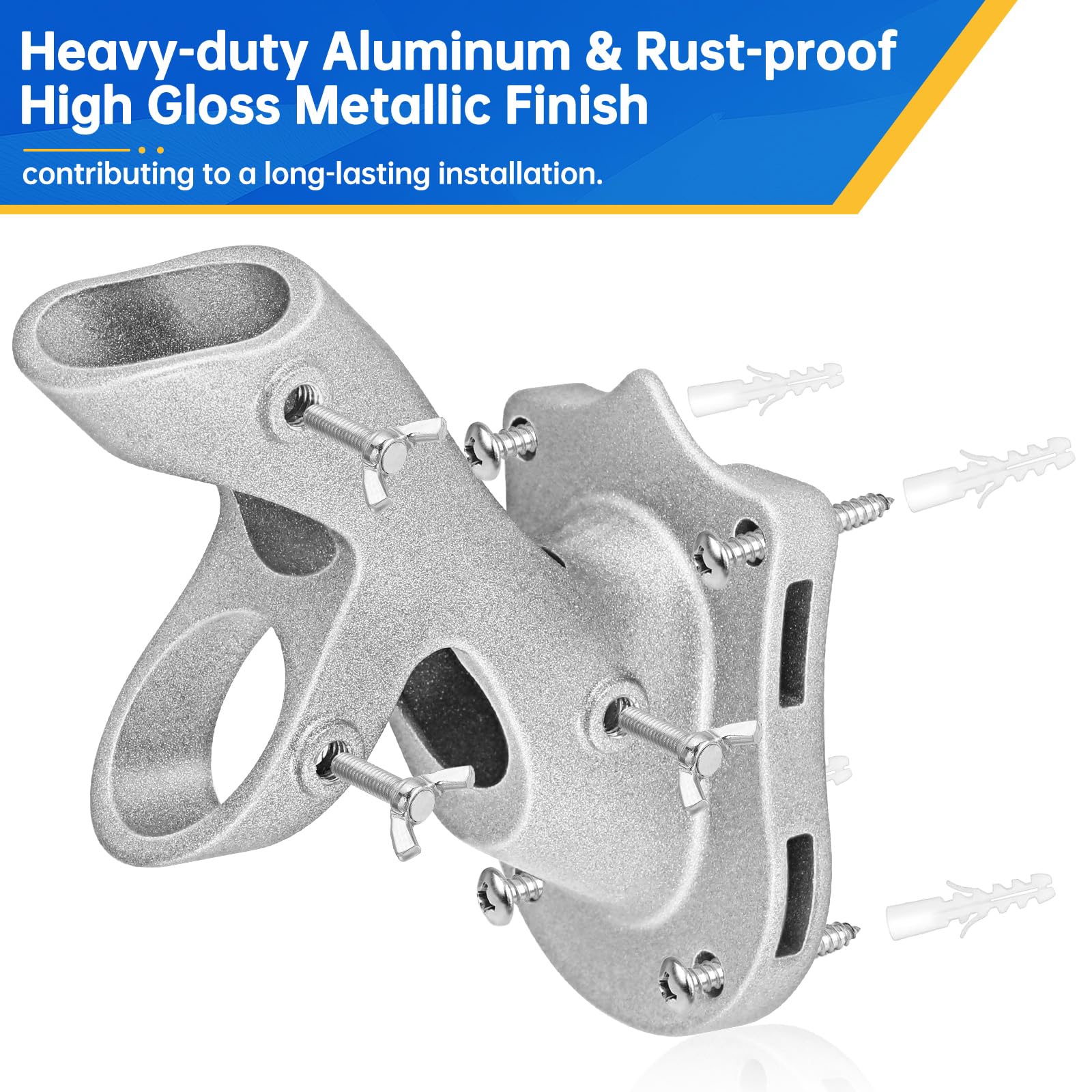Flag Pole Holder, Anovo Flag Pole Brackets Mount Outside House Heavy-Duty Aluminum Metal Rust Proof Bracket 1" Inner Diameter 2 Positions with Hardwares for Outdoor Wall Mounting Porch(Black-1 Pack)