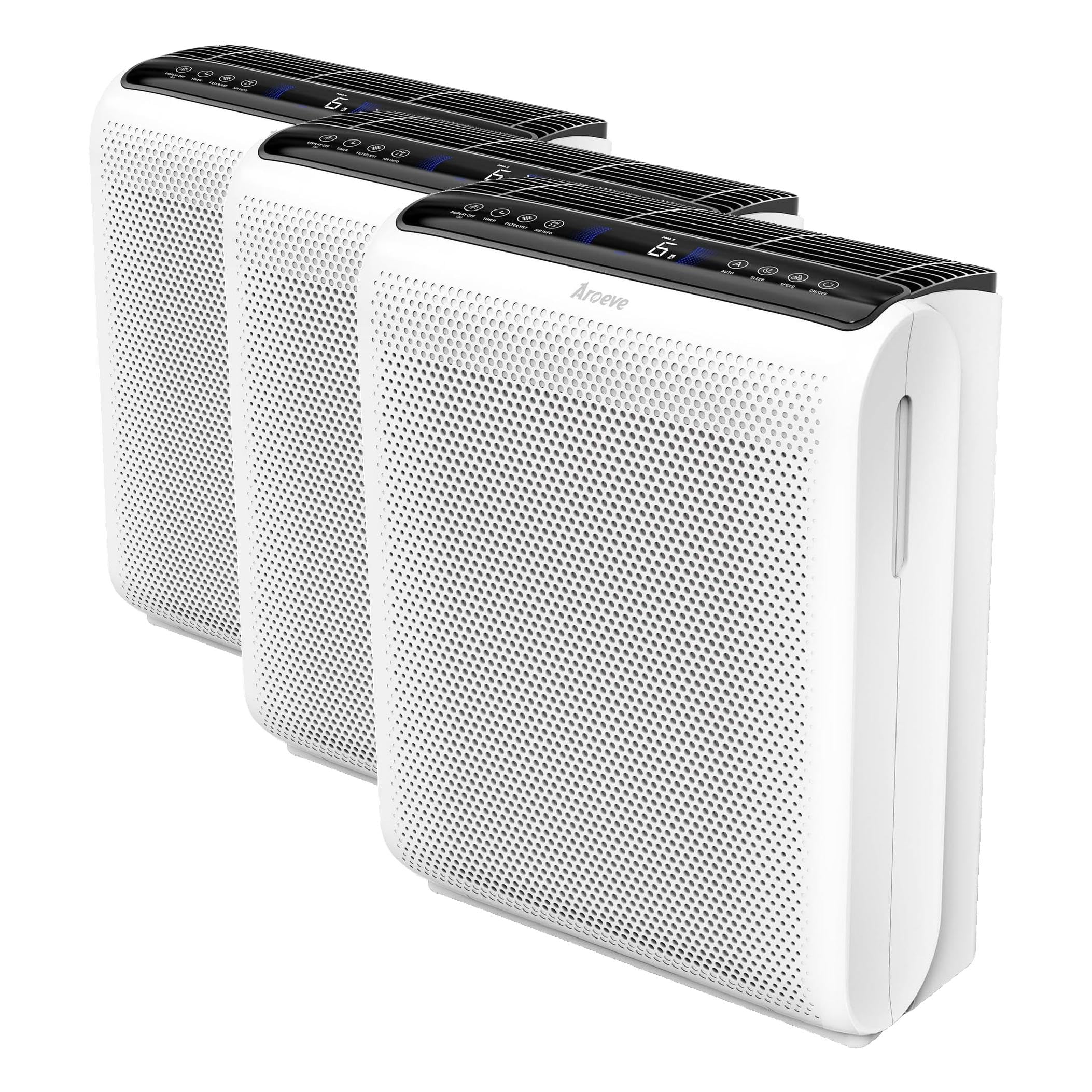 AROEVE Air Purifiers for Bedroom Home Large Room Up to 1504 Ft², 5 Layer Filter for Smoke Pollen Allergies Pet Dander Odor, Air Quality Monitor, Sleep Mode, Timer for Office, Dorm, Kitchen, MK07 Black