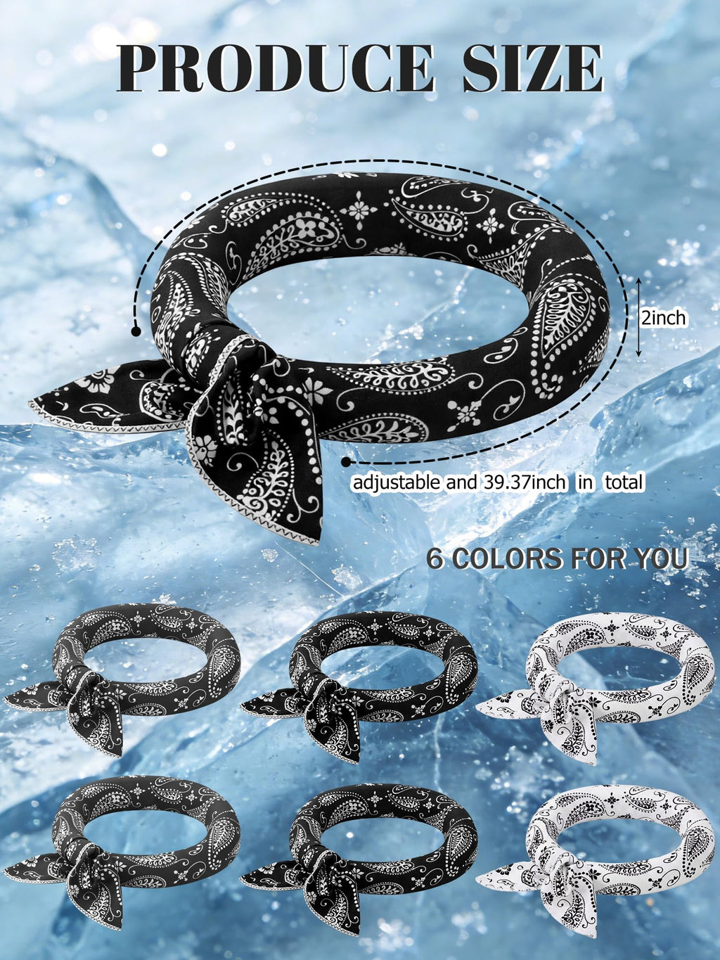 Coume 6 Pack Cooling Neck Wraps Neck Cooler Ice Bandanas Scarf for Hot Weather Summer Ultra Running Walking Riding Women Men