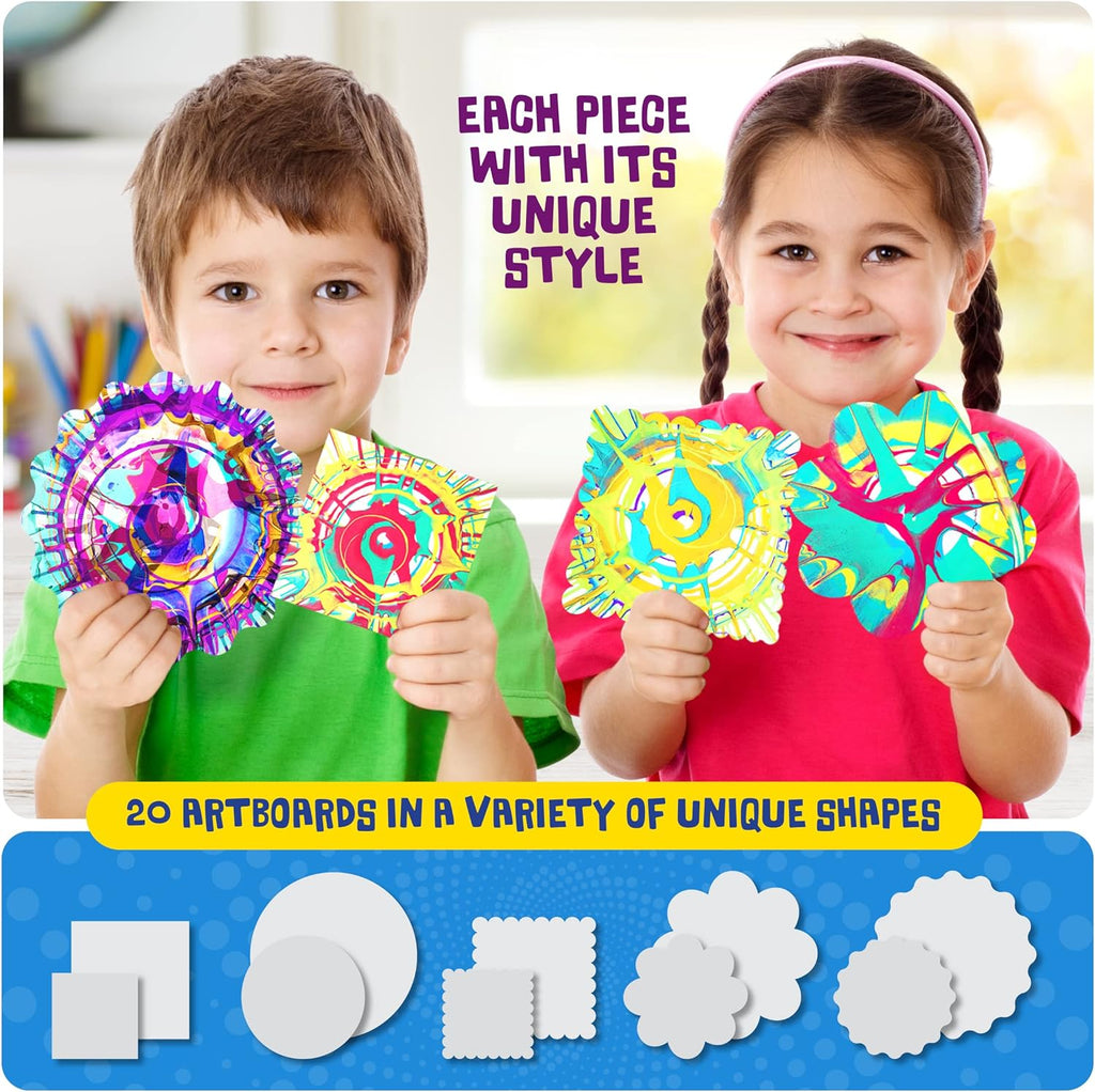 Dan&Darci Paint Vortex Spin Art Machine - Kids Art Kit for Boys & Girls Ages 6+, Motorized Spinner with Splash Guard, Metallic Paints & 20 Artboards - Birthday Gifts for Girls - Craft Kit