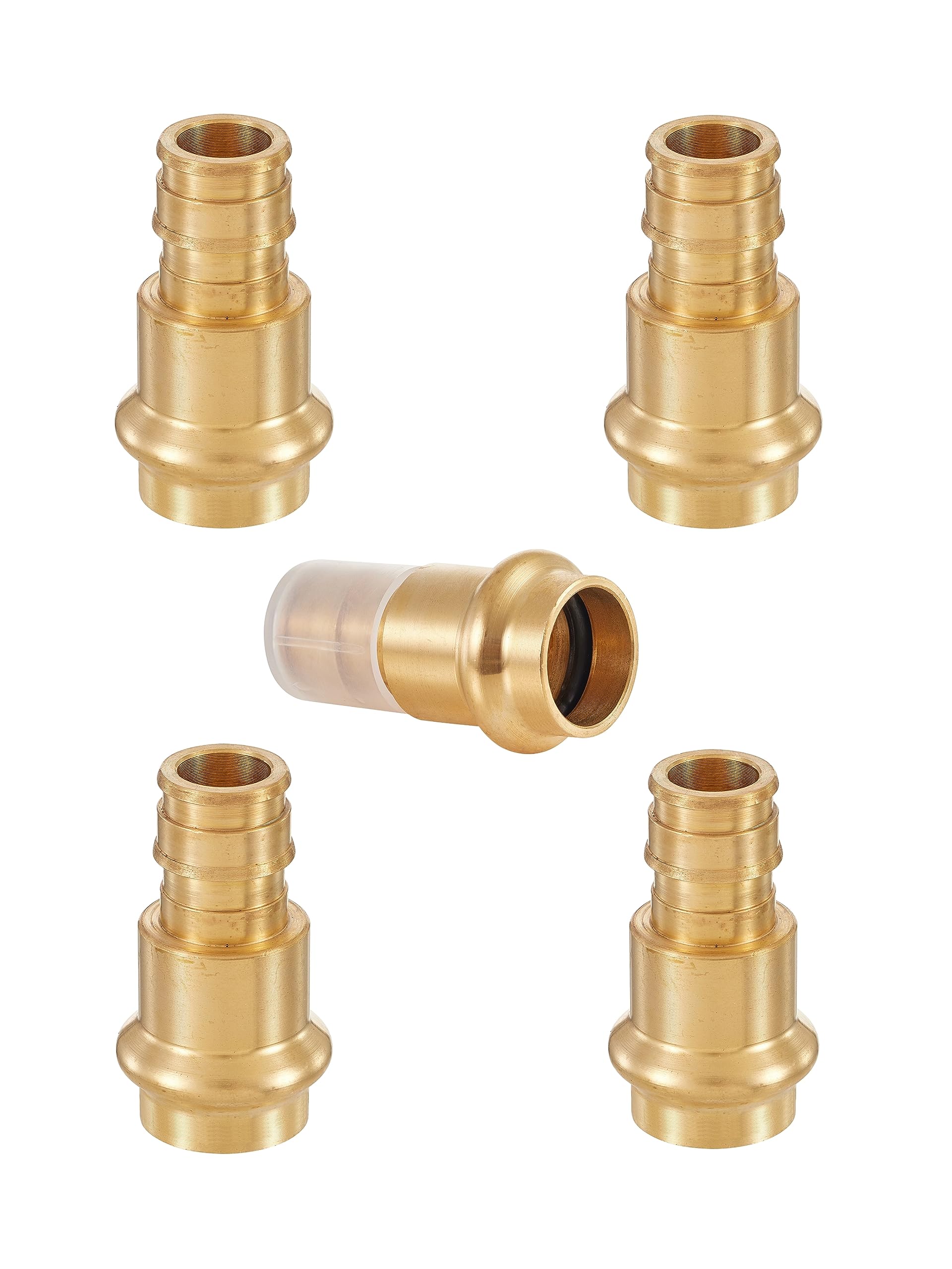 (Pack of 2) EFIELD 1" Copper Press X 1" PEX Crimp Coupling Brass Adapters For Copper and Pex Pipe Connection,(PEX1807388-2PCS)