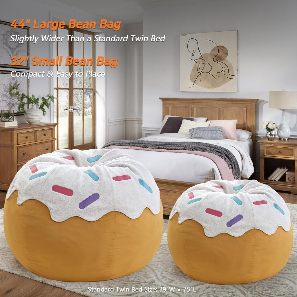 Sports Baseball Bean Bag Chair - Luxurious Bean Bag Chairs for Kids Teens Adults - Floor Sofa Couch with Filler - Plush BeanBag Furniture for Living Room Bedroom College Dorm - 32 Inch