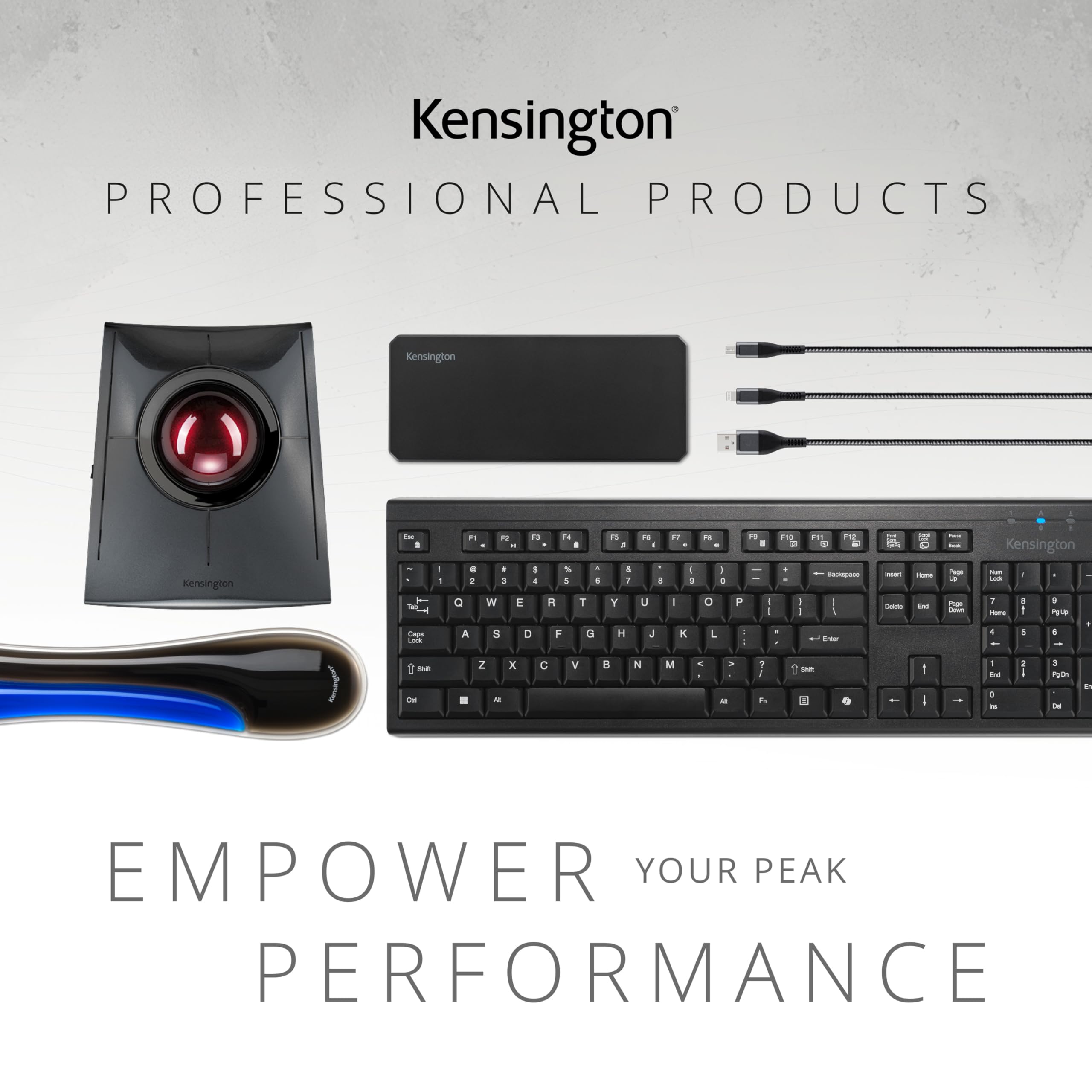 Kensington SlimBlade™ Pro Wireless Trackball, Rechargeable Battery, Bluetooth 2.4GHz Connection Options Black/Gray (K72085WW)