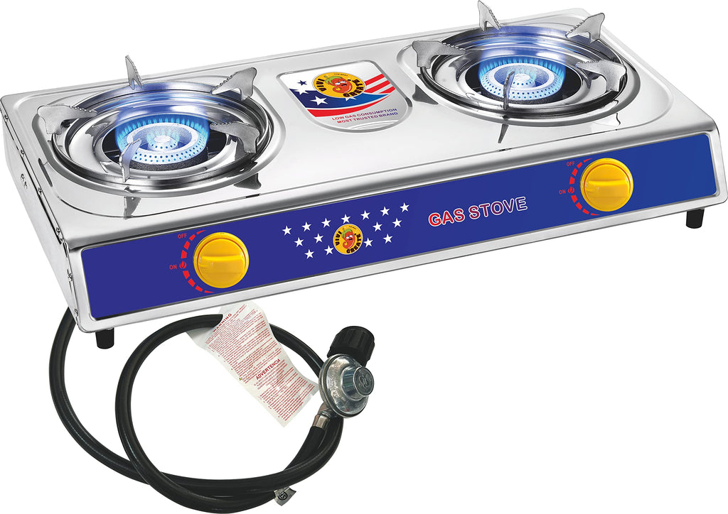 Vivicreate 3 Burner Propane Gas Stove 30000 BTU Stainless Steel Cooktop with Enamel Pan Supports Electronic Ignition for Outdoor Cooking Camping BBQ Estufa de Gas Portátil Fogón de Gas