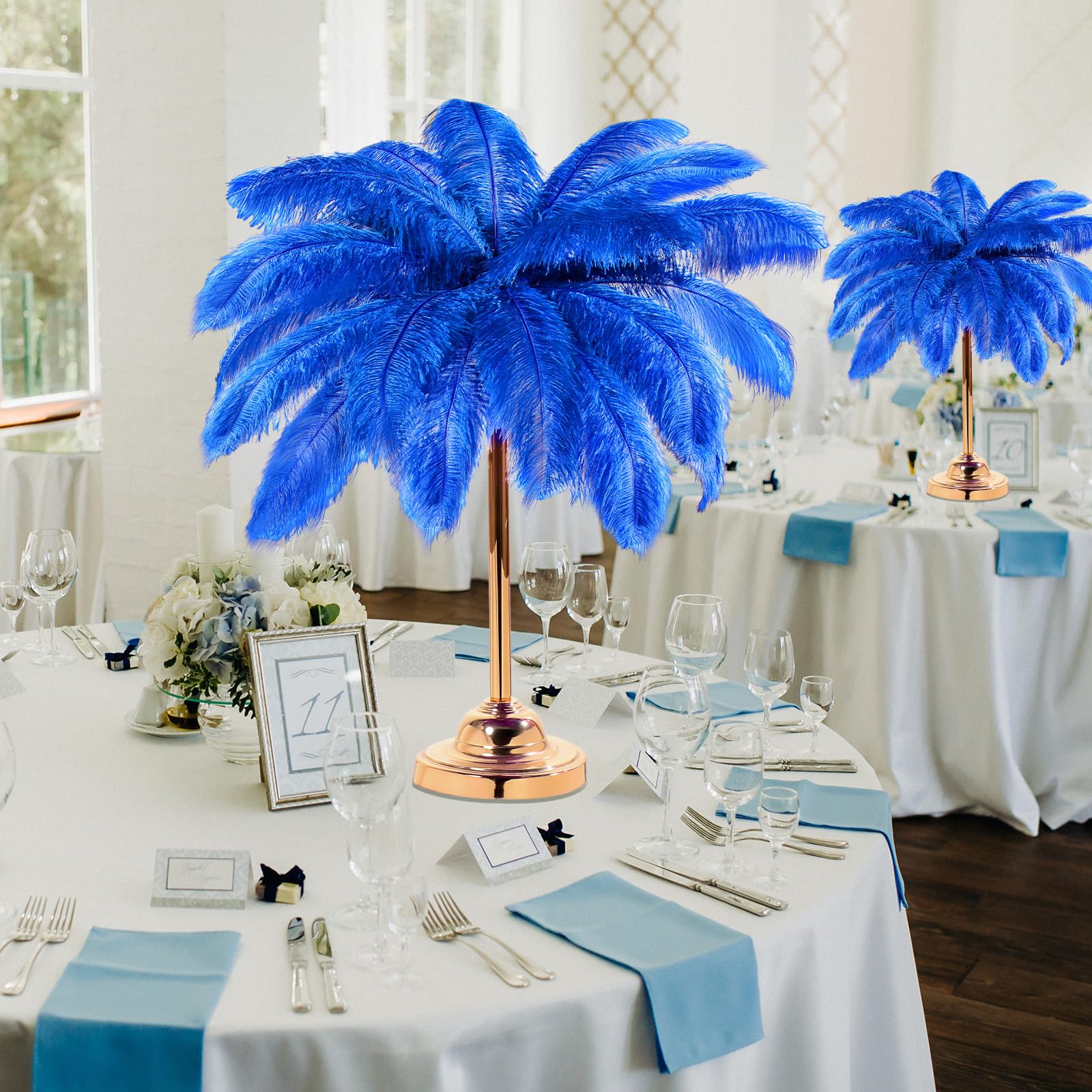 Retrowavy 50 Pcs 14-16 Inches Large Natural Ostrich Feathers Bulk for Centerpieces for Wedding Party Centerpieces Home Decoration Flower Arrangement (Black)