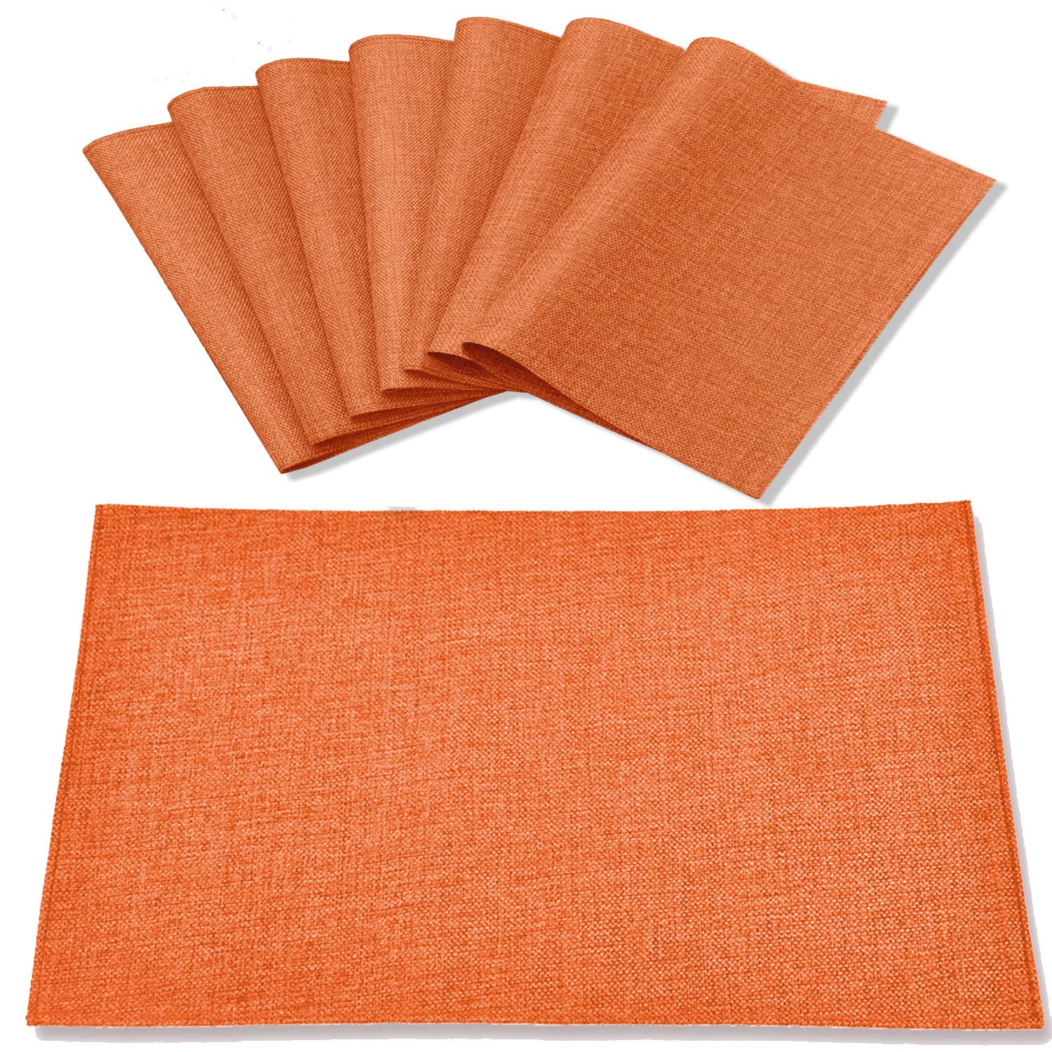 Cloth Placemats Set of 8, Linen Type Fabric Placemats Machine Washable Heat Resistant Placemats Wrinkle Free Thick Polyester Kitchen Place Mats for Dining Table (Beige)