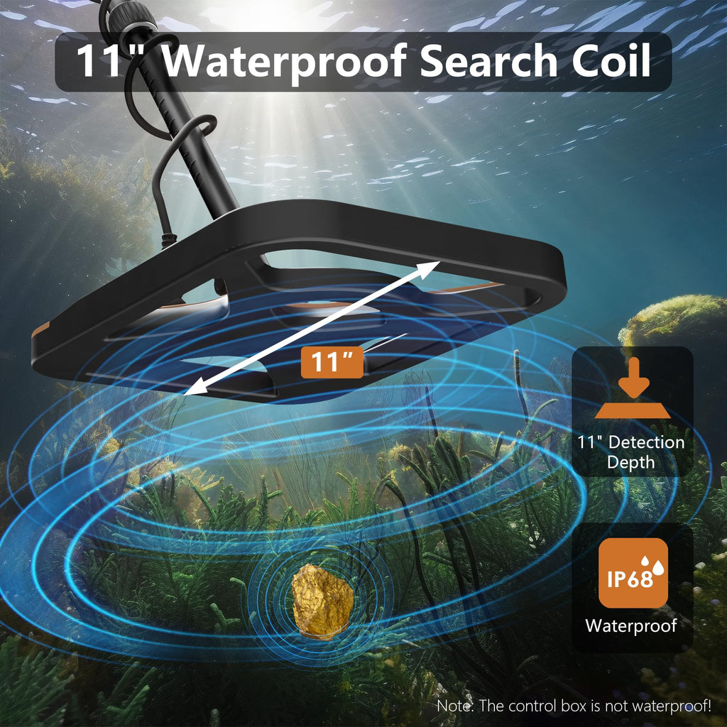 Metal Detector for Adults Rechargeable, 11" Professional Metal Detector for Gold & Silver, High Accuracy Waterproof Design, 5 Modes, Christmas Stocking Stuffers Gifts for Men/Dad,M55,Orange