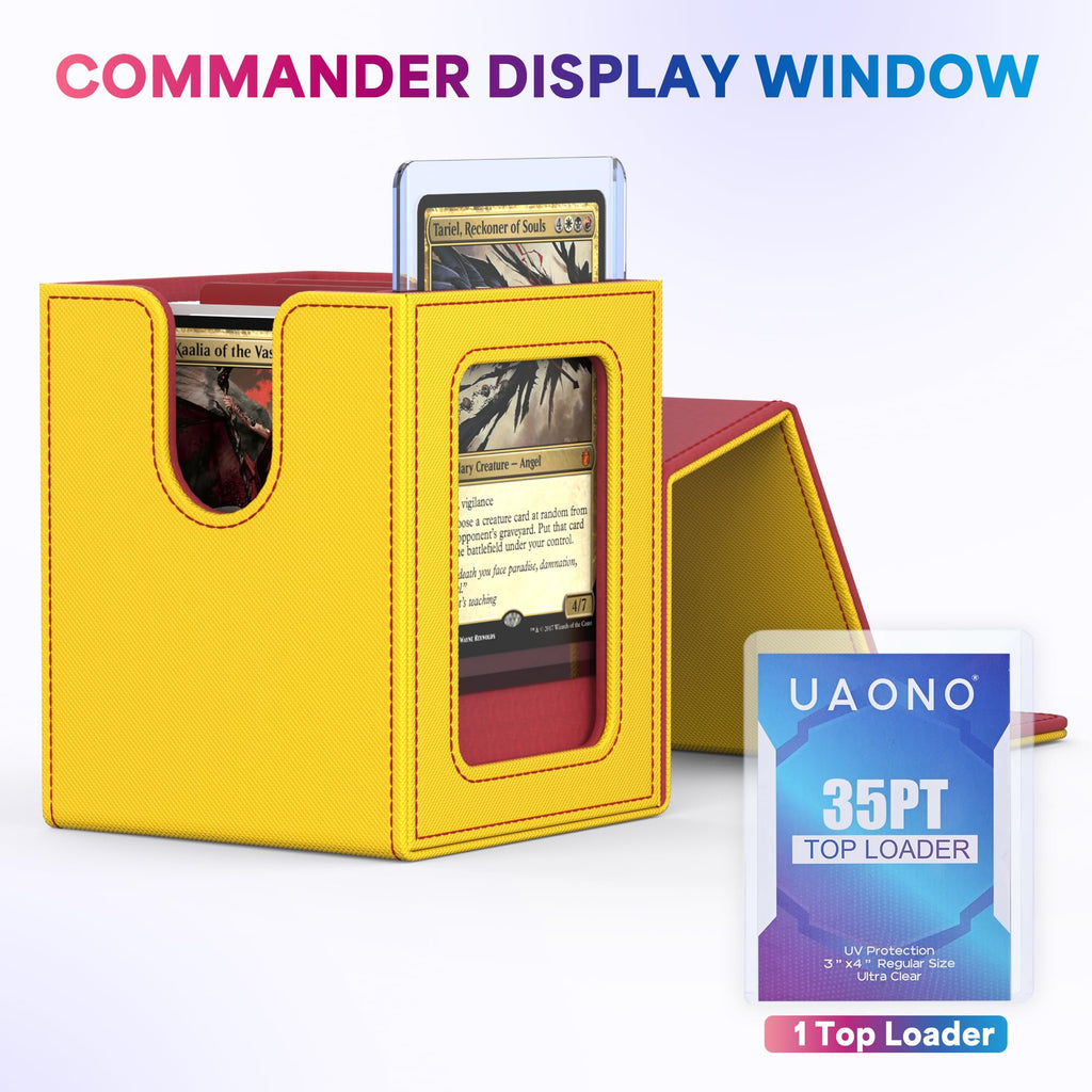 UAONO 4 Pack MTG Commander Deck Box, Independent Commander Display, Fits 400 Double-Sleeved Cards, Magnetic Deck Case for Magic the Gathering TCG, 8 Dividers & 4 Top Loaders (4 Color)