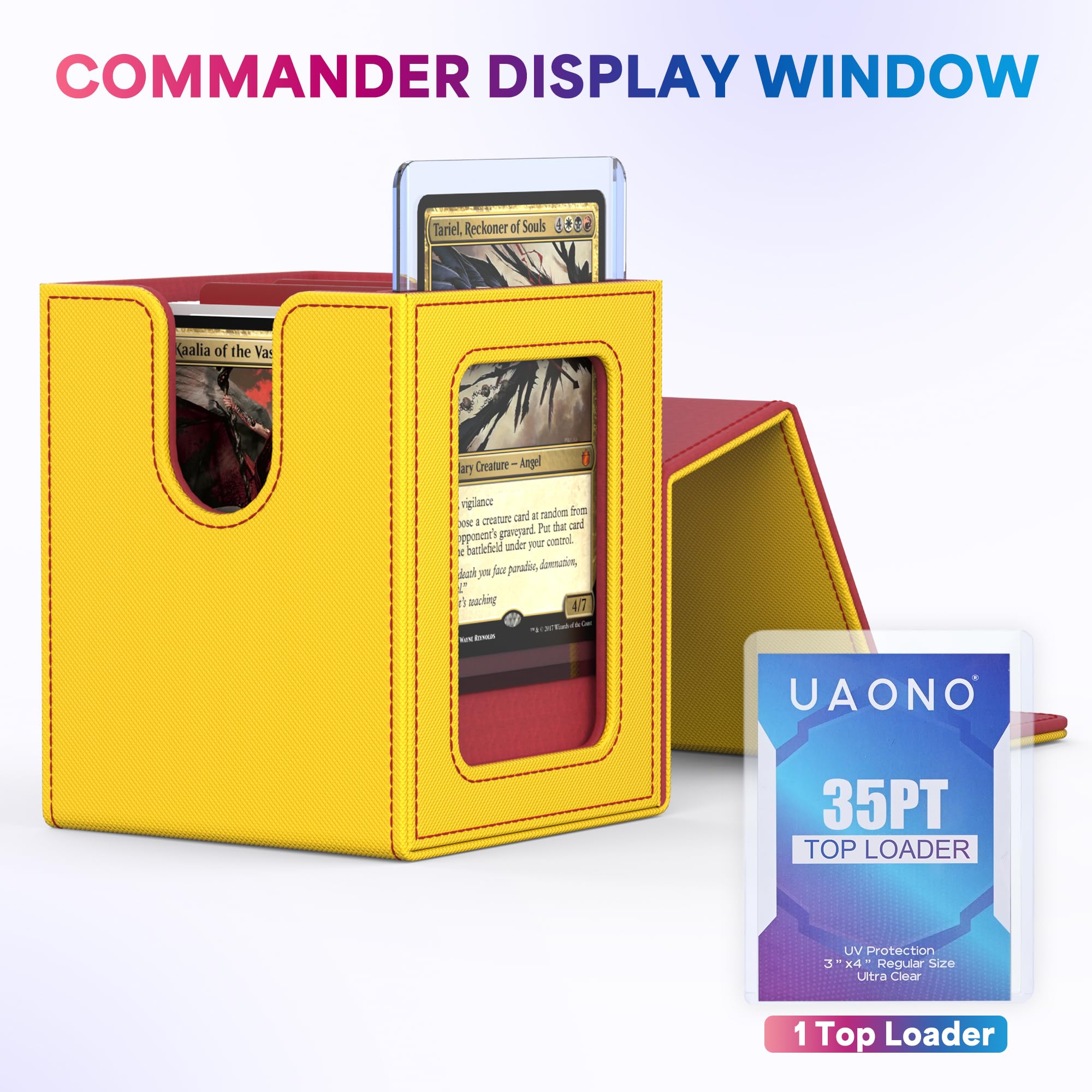 UAONO 4 Pack MTG Commander Deck Box, Independent Commander Display, Fits 400 Double-Sleeved Cards, Magnetic Deck Case for Magic the Gathering TCG, 8 Dividers & 4 Top Loaders (4 Color)