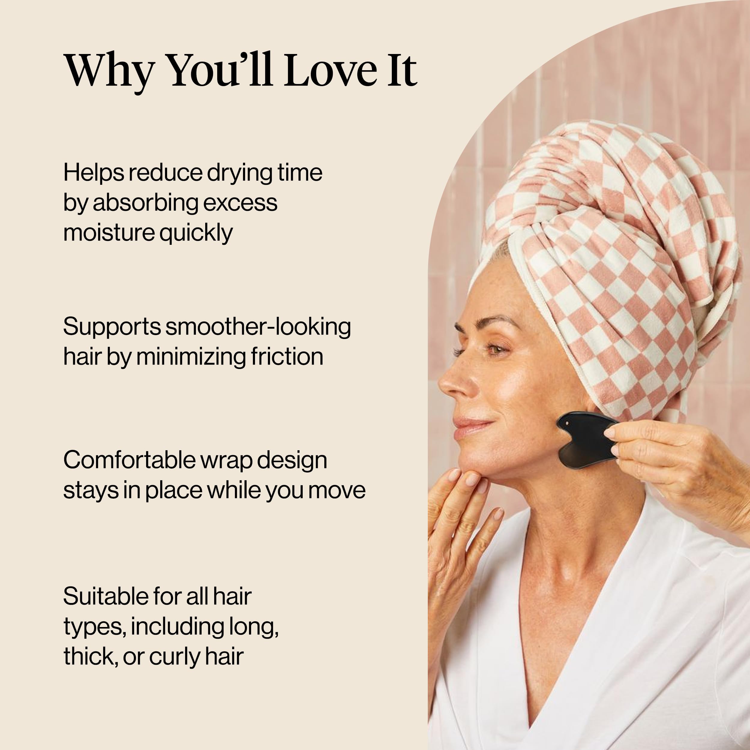 Kitsch Plush Microfiber Hair Towel Wrap for Women – Ultra Absorbent Microfiber Bath Towels for Wet, Curly, Long or Short Hair – Anti-Frizz Hair Wrap, Great Hair Care Gifts for Women