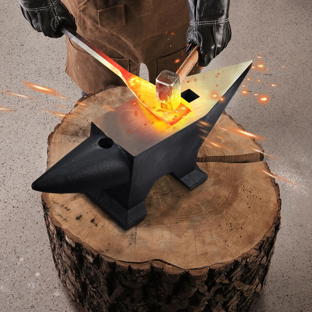 VEVOR Single Horn Anvil, 9 Lbs Cast Steel Anvil, High Hardness Rugged Round Horn Anvil Blacksmith, Compact Design and Stable Base, Forge Tools and Equipment, Metalsmith Tool for Bending and Shaping