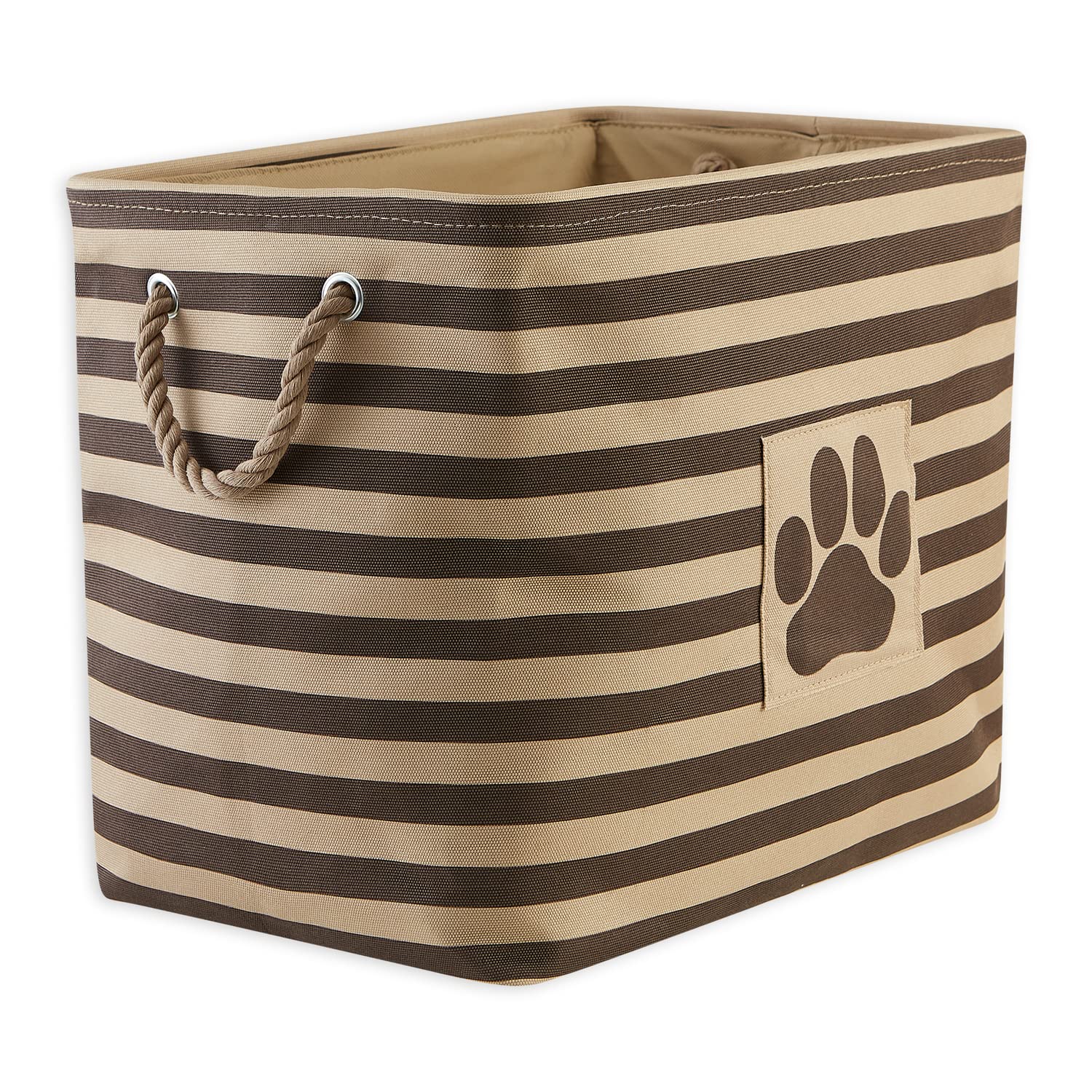 Bone Dry Pet Storage Collection Striped Paw Patch Bin, Aqua, Small Rectangle