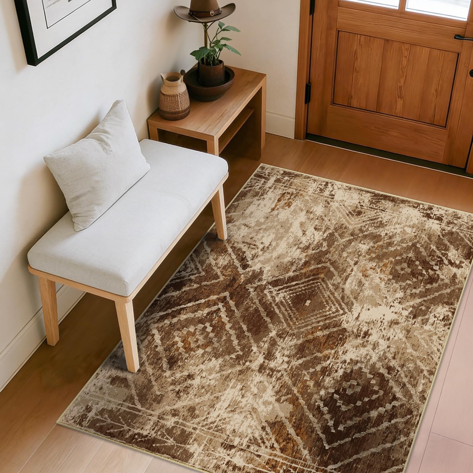 BESTSWEETIE Area Rug 2x3 Rug Machine Washable Non-Slip Low Pile Print Pattern Western Rug for Living Room Bedroom Entryway Tribal Series-Abstract/Cowhide