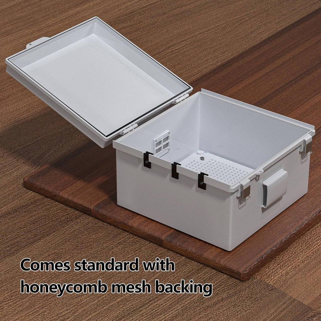 ABS Electrical Junction Box, Ventilated Design, Cable Grommets, IP65 Waterproof Enclosure, Indoor/Outdoor Use with Mounting Panel. (Clear Cover, 8.7"x6.7"x4.3")