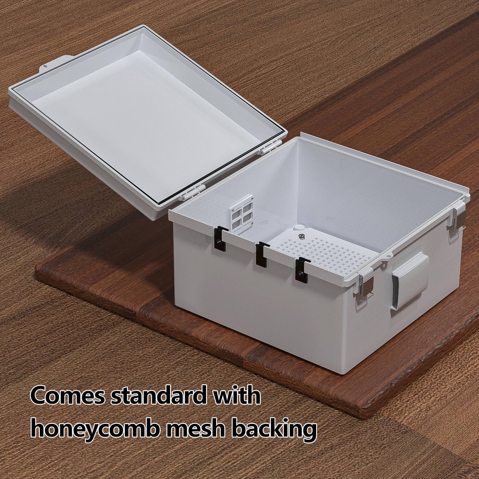 ABS Electrical Junction Box, Ventilated Design, Cable Grommets, IP65 Waterproof Enclosure, Indoor/Outdoor Use with Mounting Panel. (Clear Cover, 8.7"x6.7"x4.3")