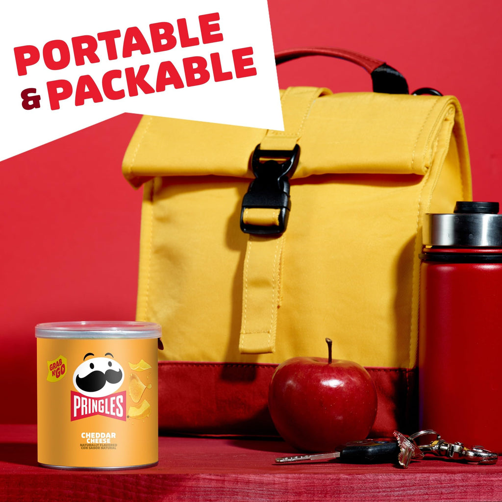 Pringles, Crisps, Lunch Snacks, Office and Kids Snacks, Grab N' Go, Cheddar Cheese (12 Cans)
