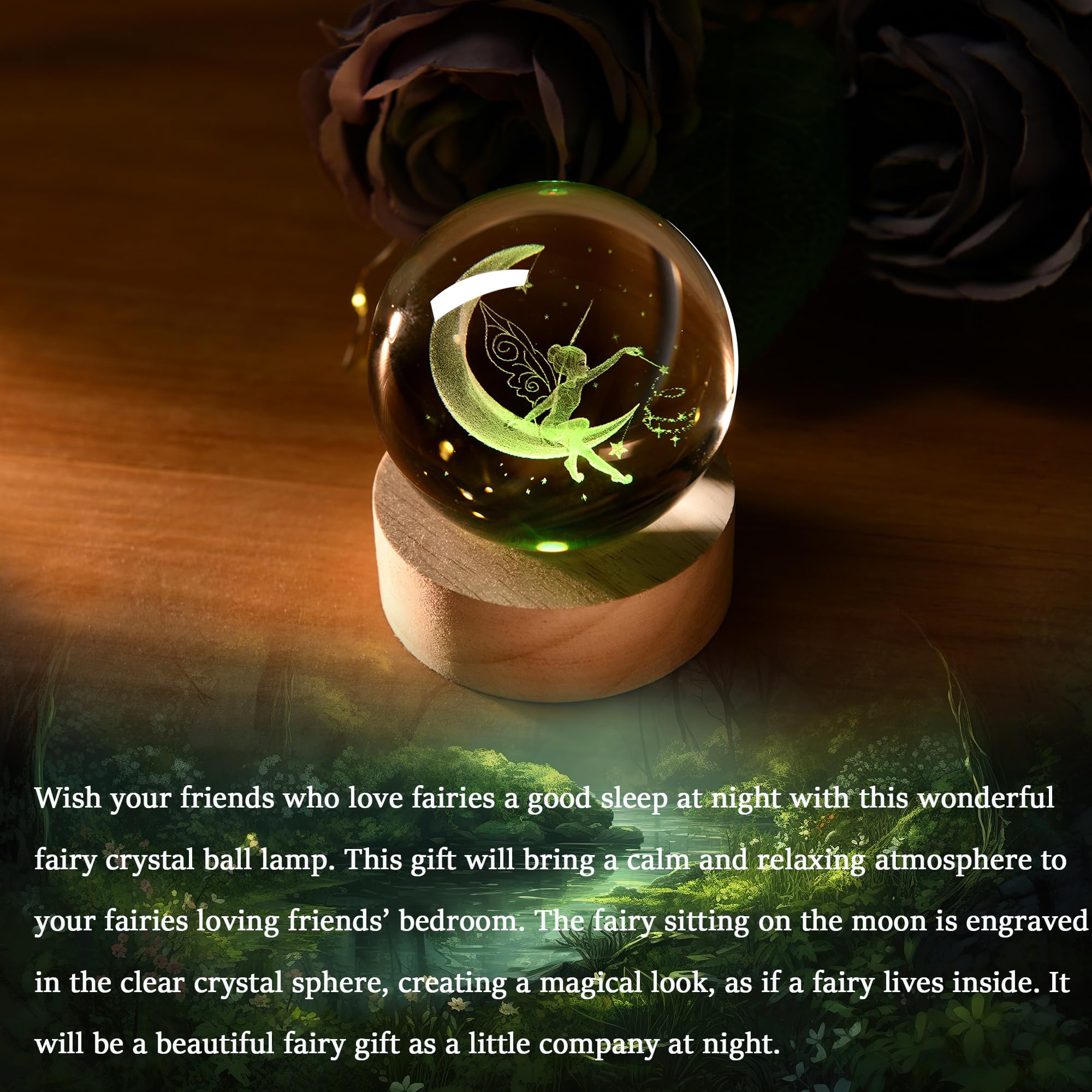 IFOLAINA Butterfly Crystal Ball Gifts Ideas for Girlfriend Wife Mom Couple Her Bithday Mothers Day 3D Butterfly on Sunflower Night Light Decorative Globes Room Decor