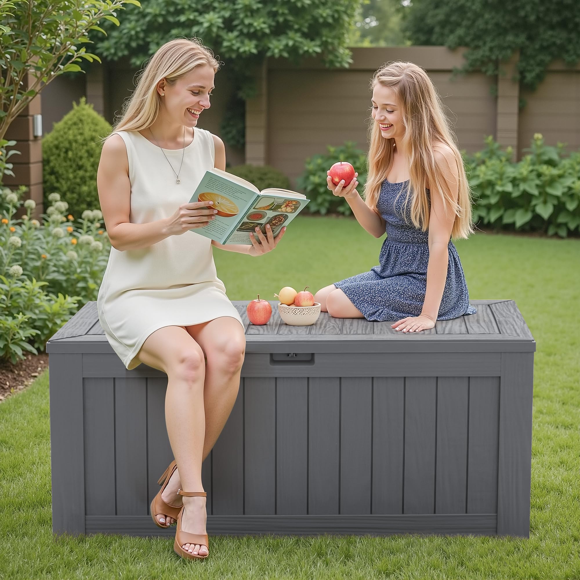Flamaker Deck Box 30 Gallon, Waterproof Resin Small Storage Box with Lid, Outdoor Patio Furniture Cushion Garden Tool Organizer, Lockable Package Delivery Box for Porch Balcony (Black)