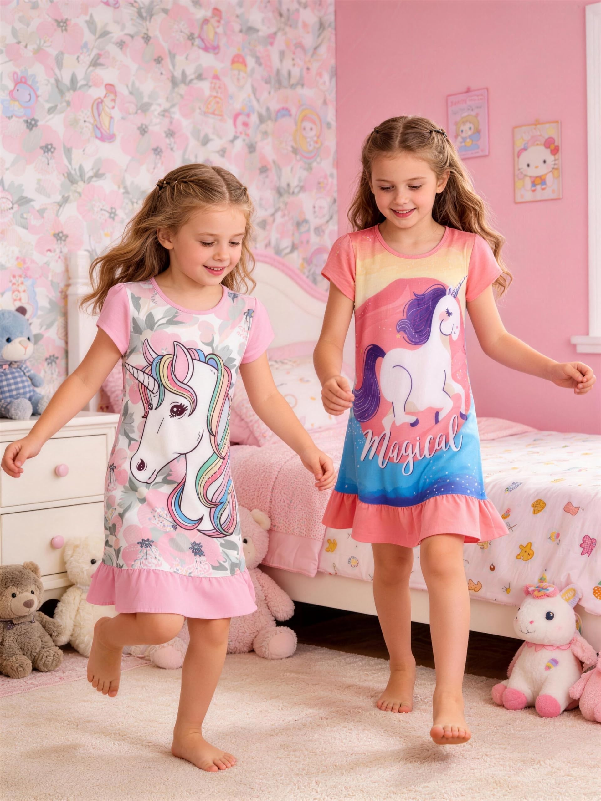 Nightgowns for Girls Kids Pajamas Princess Dress Sleepwear Night Gown 3-10 Years
