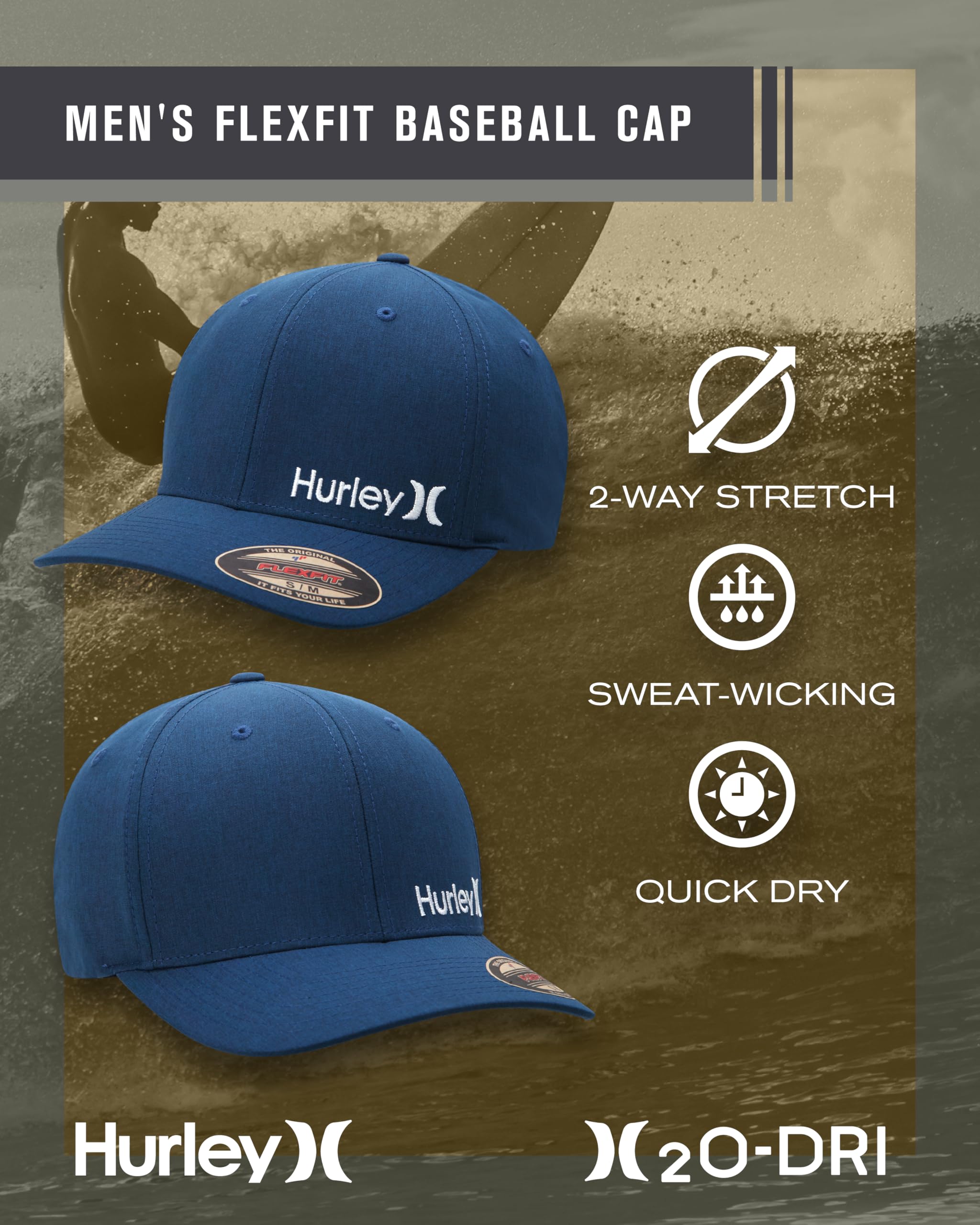 Hurley mens One & Only Corp Flexfit Perma Curve Bill Baseball Hat