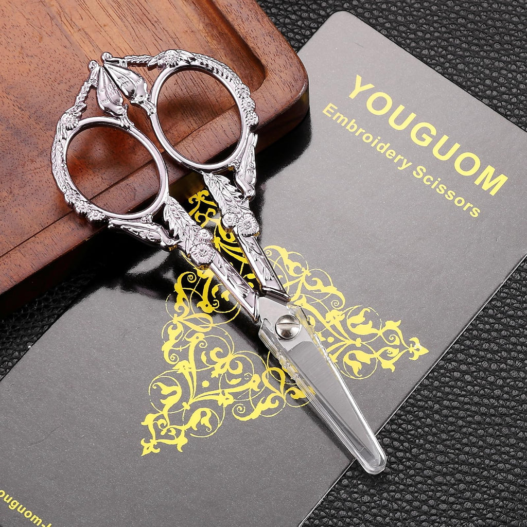YOUGUOM Small Craft Scissors, Little Travel Sharp Embroidery Scissors All Purpose, Straight Tips Mini Sewing Shears, Precision Detail Thread Cutting Snips