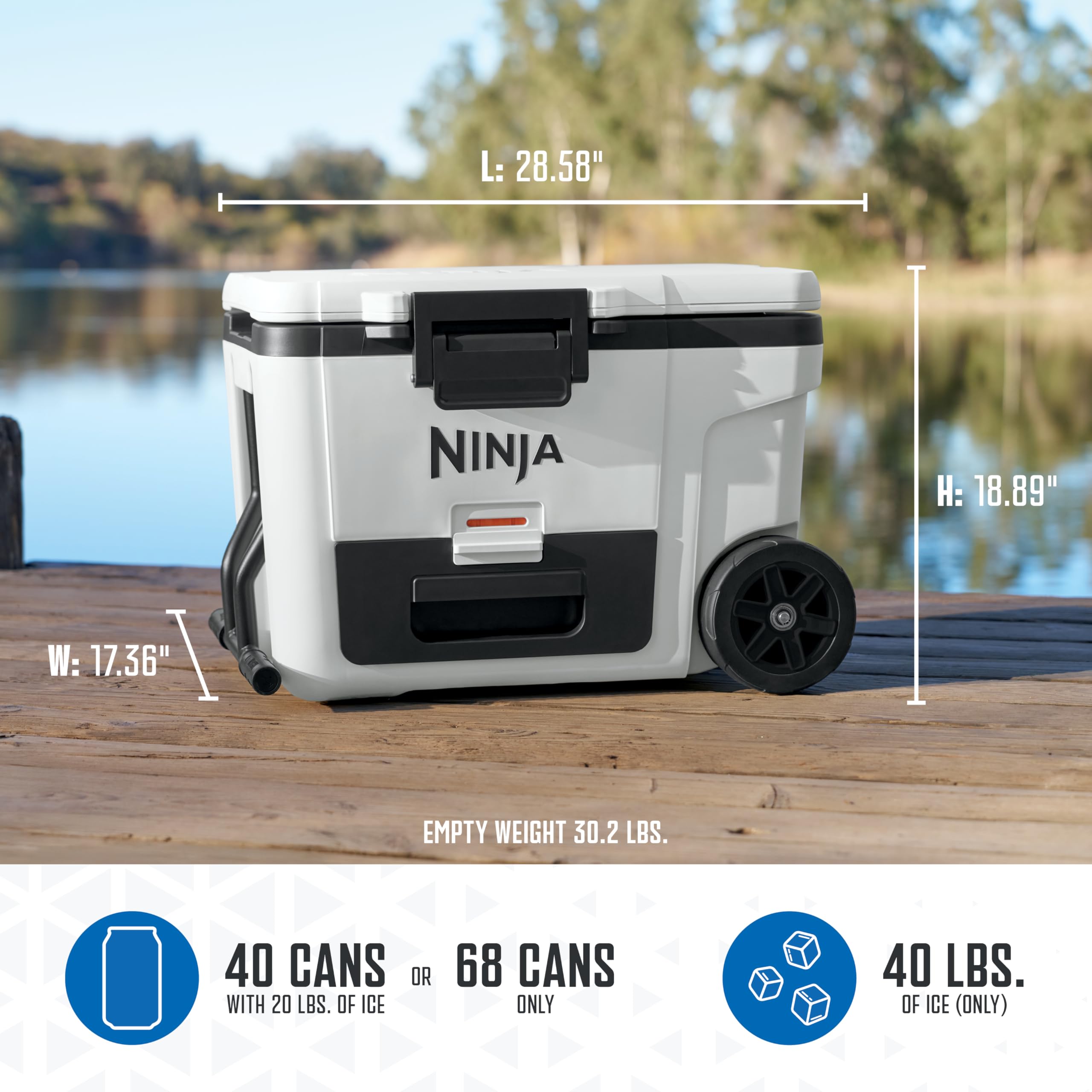 Ninja FrostVault | 65qt Wheeled Cooler with Cold Dry Zone | Integrated Fridge-Temp Dry Storage Drawer | Premium Heavy-Duty Insulated Cooler | Keeps Ice for Days | Charcoal Gray | FB265CG