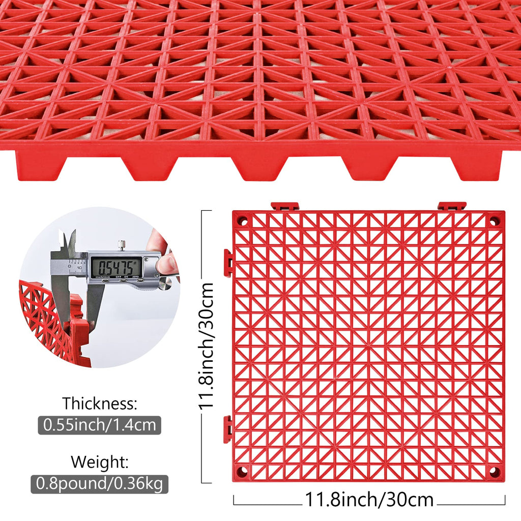 ToLanbbt Modular Interlocking Cushion 8P 11.8" x 11.8" Interlocking Rubber Floor Drain Holes Non-Slip Splicing Drainage Mats for Deck, Shower, Kitchen, Drain Pool, Sauna Bath, Indoor Outdoor (Black)