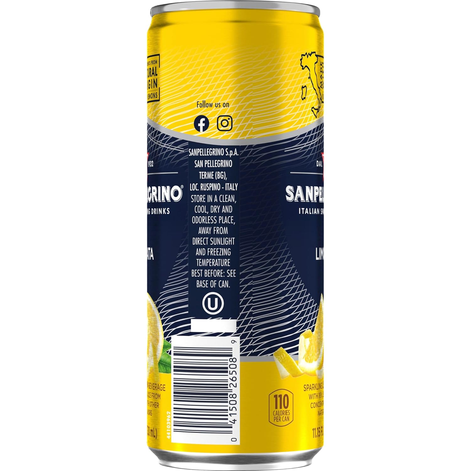 Sanpellegrino Italian Sparkling Drink Limonata, Sparkling Lemon Beverage, 6 Pack Of Cans 11.15 fl oz