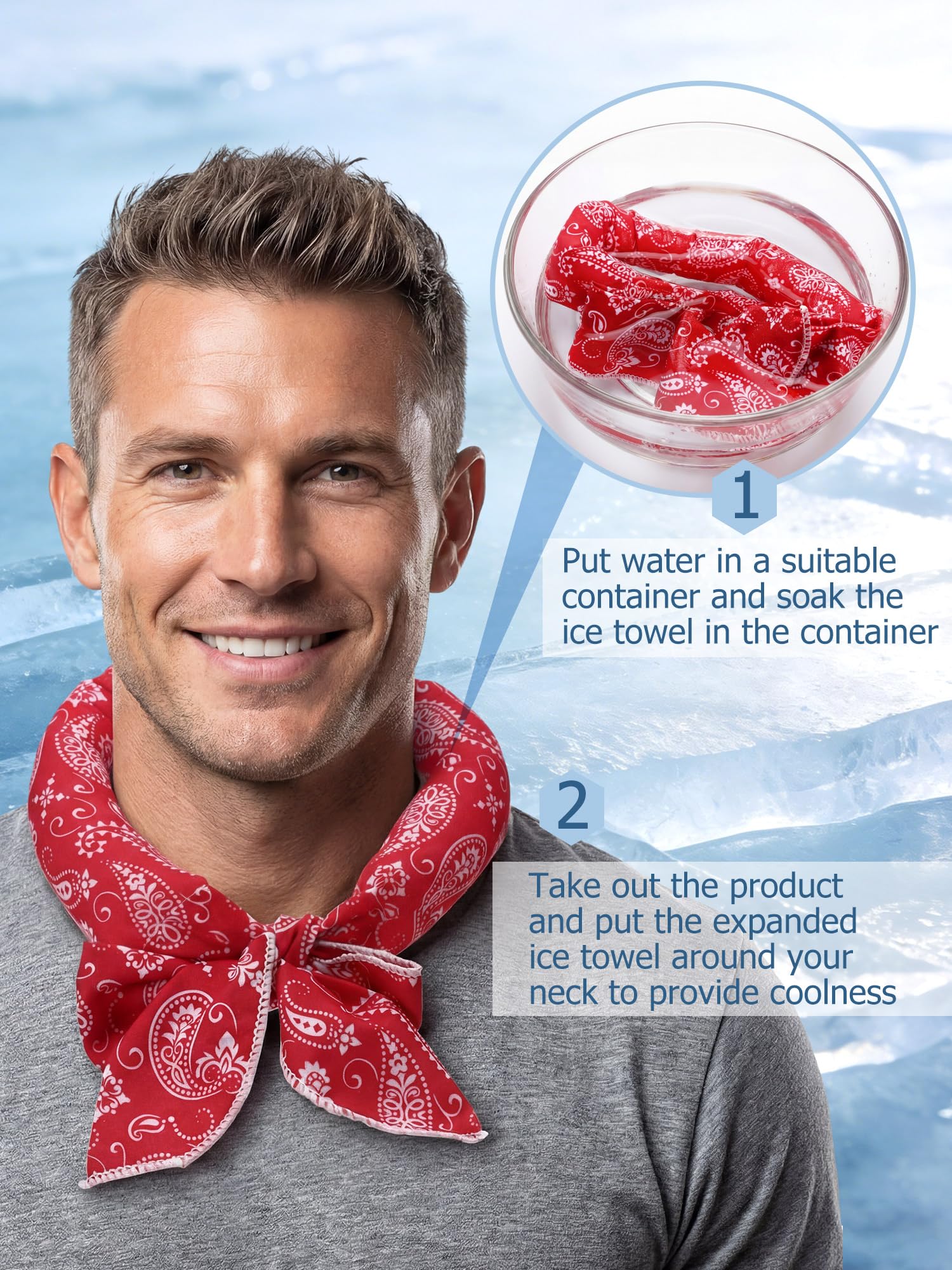 Coume 6 Pack Cooling Neck Wraps Neck Cooler Ice Bandanas Scarf for Hot Weather Summer Ultra Running Walking Riding Women Men