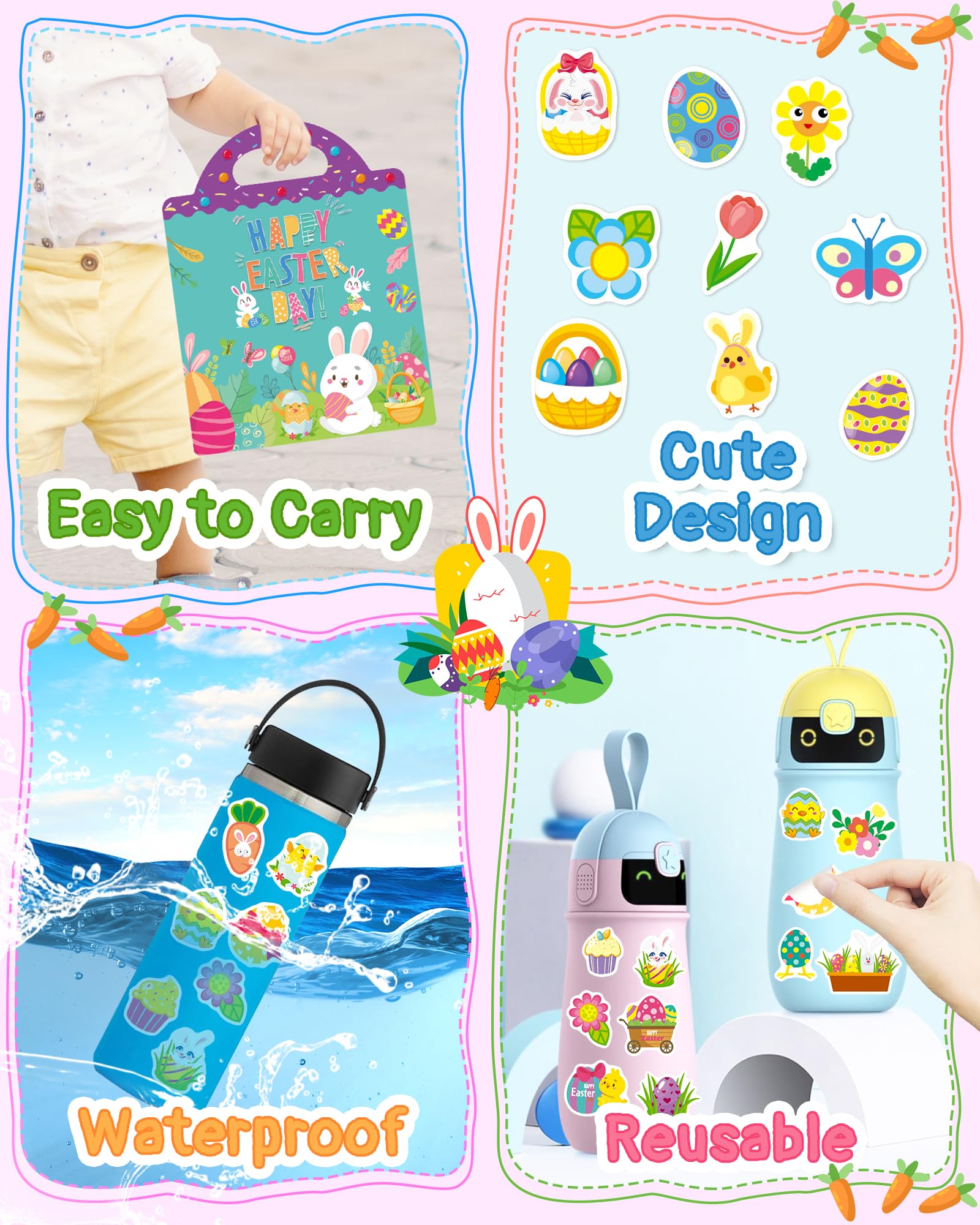 Benresive Reusable Sticker Book for Toddlers, Stickers for Kids, Travel Toys for Arts & Crafts Activities, Birthday Gift for Boys & Girls, Animals Dinosaurs Insects Themes