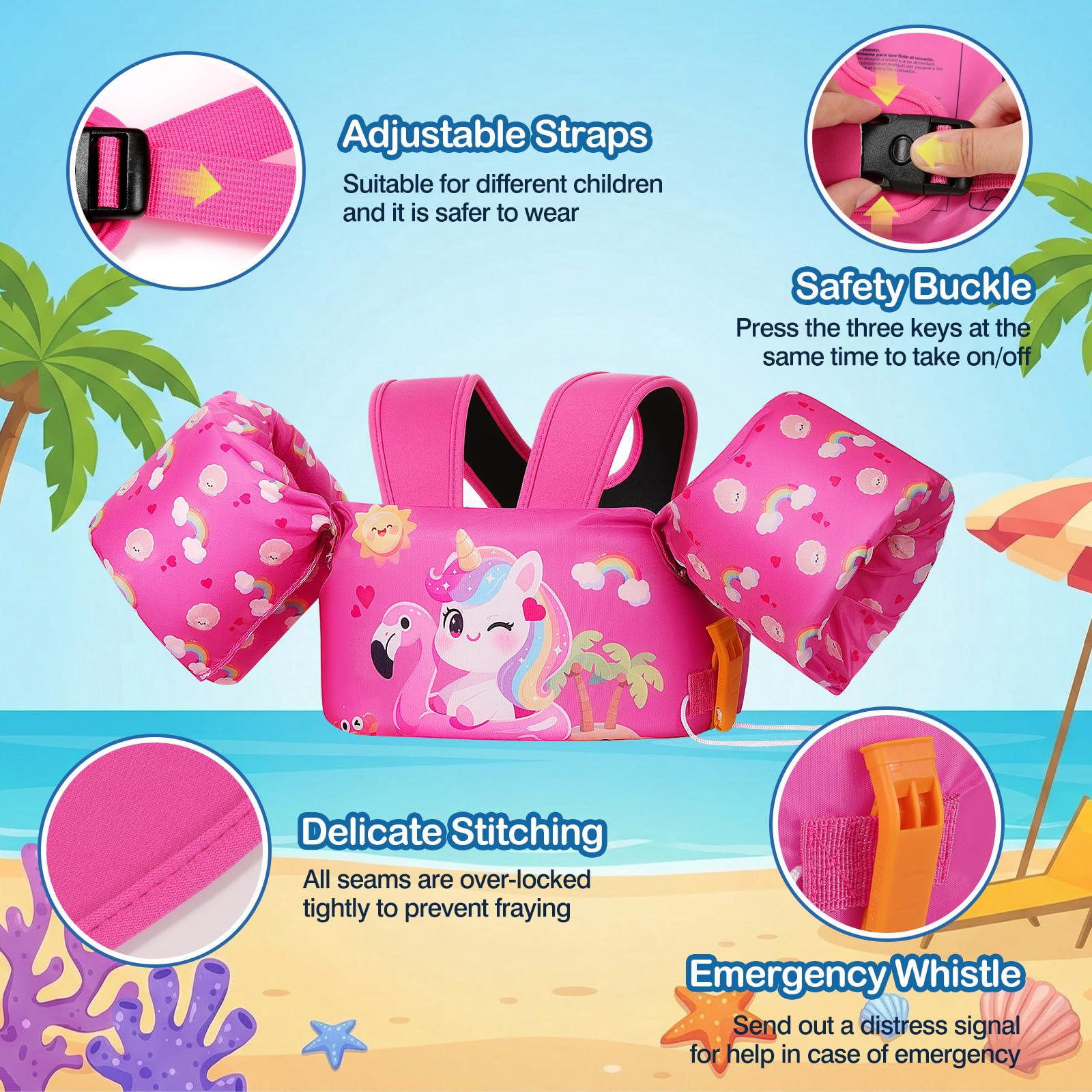 Moko Swim Arm Band for Kids 20-30-50 lbs, Cute Cartoon Toddler Swim Vest, Swimming Water Wings Pool Floaties Sleeve for Children Learn to Swim