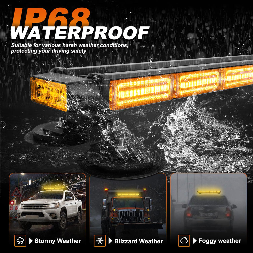 ASPL 26inch 126 LED Rooftop Emergency Strobe Lights Bar Double Side Flashing Safety Warning Traffic Advisor Light Bar Hazard Snow Plow Light for Work Trucks Vehicles Construction Tow Pickup(Amber)