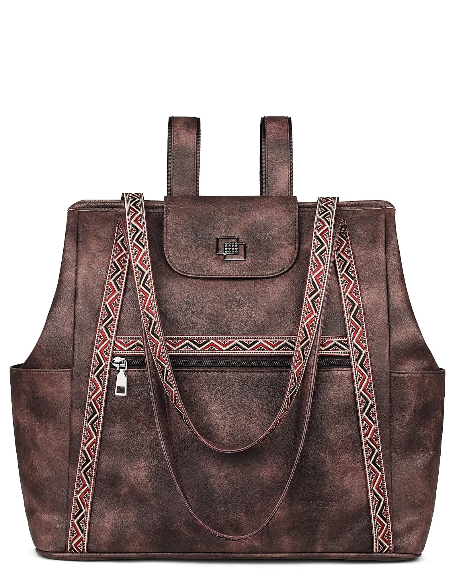 FADEON Large Laptop Tote Bag for Women Designer Leather Laptop Bag Fashion Travel Backpack Purse Shoulder Handbag