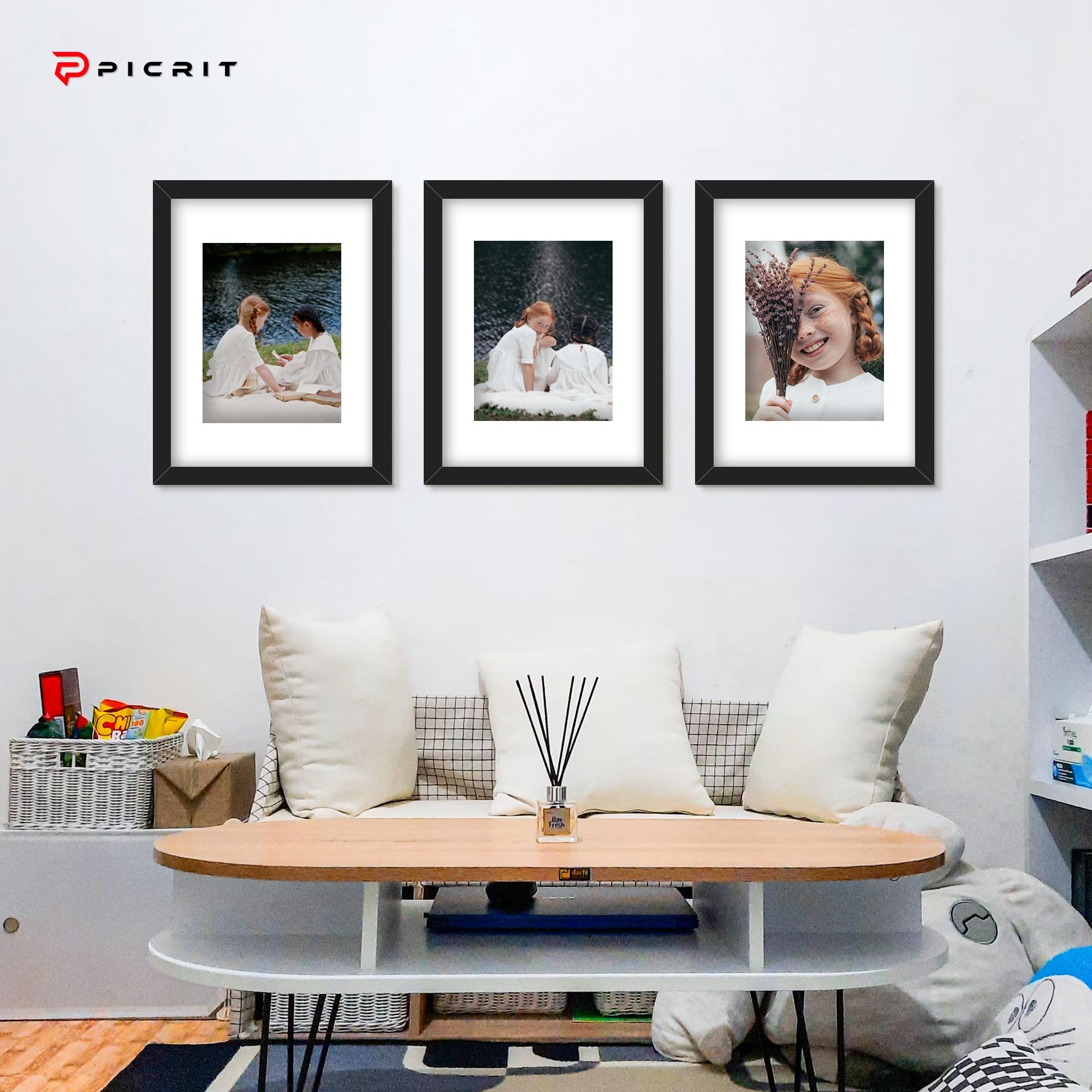 Picrit 24x34 Black Poster Frame 7 Pack, Display Pictures 20x30 Picture with Mat or 24 x 34 without Mat for Horizontal or Vertical Wall Mounting, Wall Gallery Photo Frames