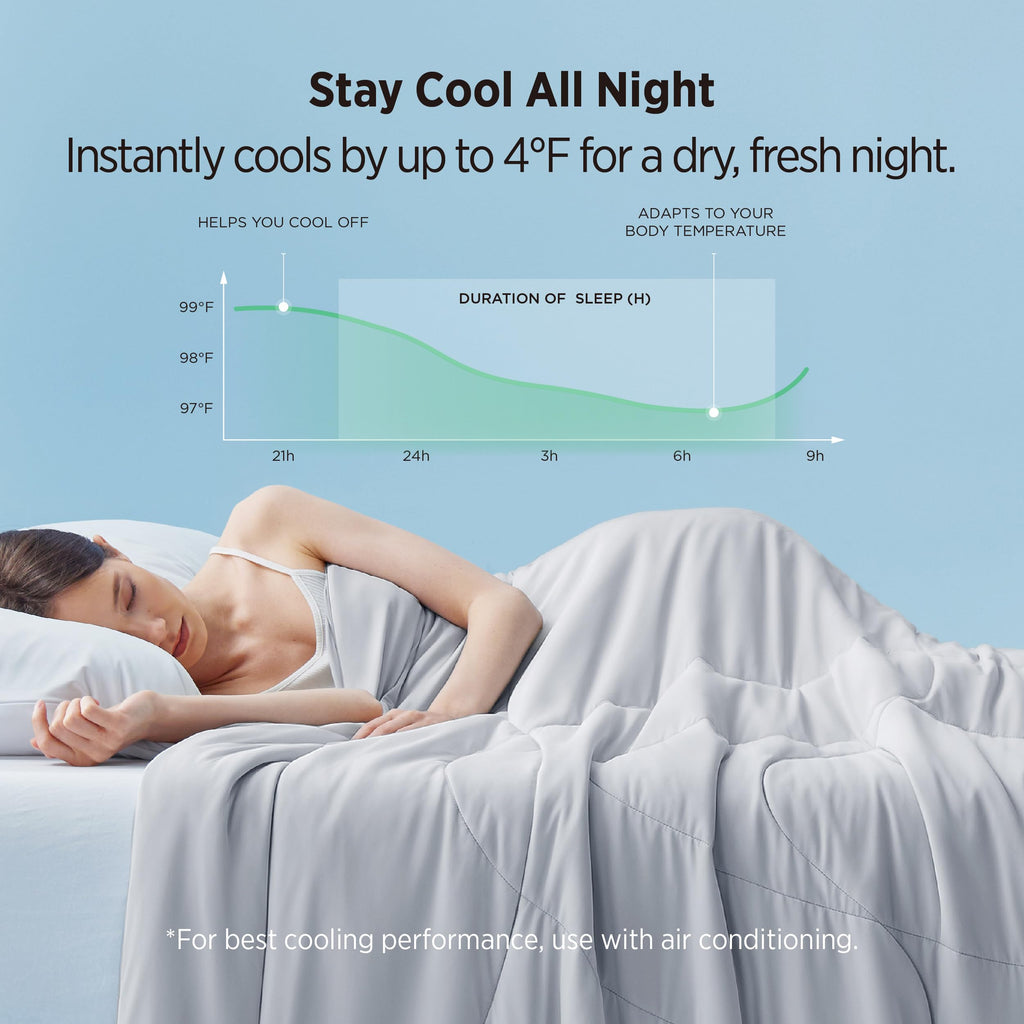 Bedsure Cooling Comforter King Size - Cooling Blankets for Hot Sleepers, Lightweight Comforter for Summer with Dual-Sided Cool Tech, Soft Breathable Cold Blanket for Sleeping, Grey, 102x90 Inches