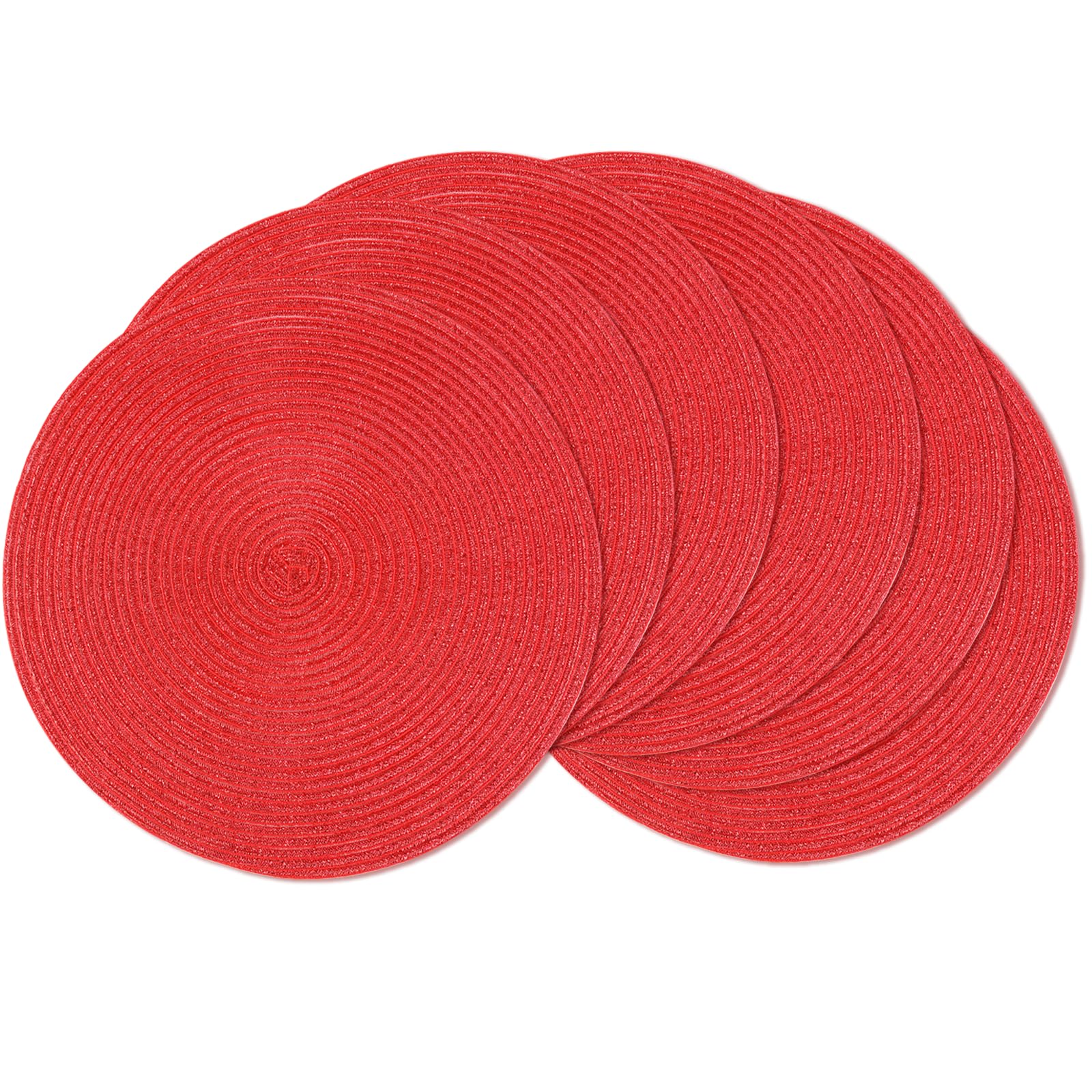 AHHFSMEI Round Placemats Set of 6 Heat Resistant Washable Non-Slip Woven Braided Table Mats for Dining Table Kitchen & Home Decor (Beige)