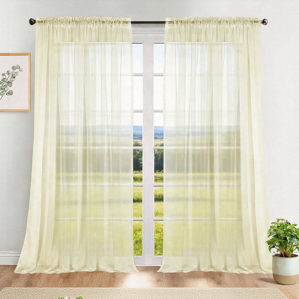 Dreaming Casa Solid Sheer Curtains 84 Inches Long Grey Rod Pocket Voile Draperies for Bedroom Living Room, 2 Panels, Each 42" W x 84" L