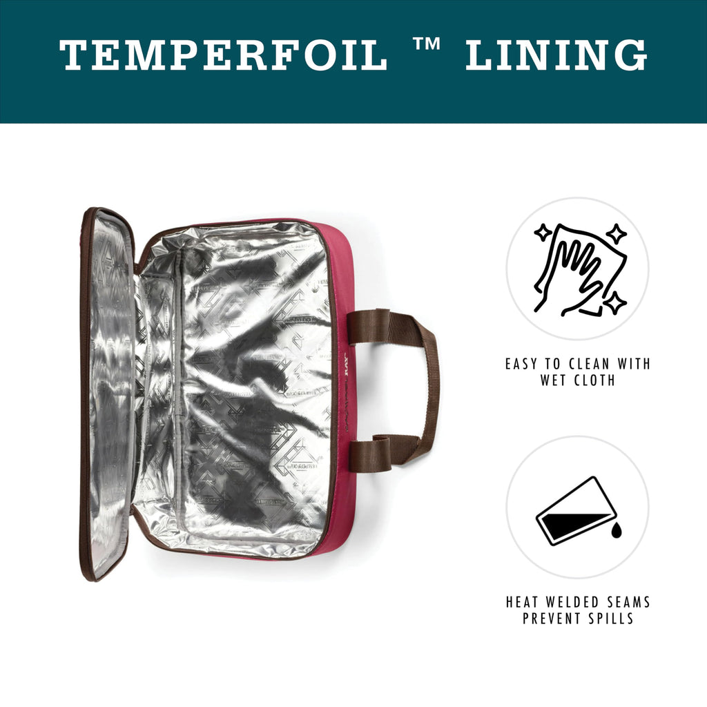 Rachael Ray Lugger Duo, Insulated Casserole Carrier for Hot or Cold Food, Thermal Lasanga Lugger Tote for Pockluck, Parties, Picnic, and Cookouts, Fits 9" x 13" Baking Dish, Burgundy