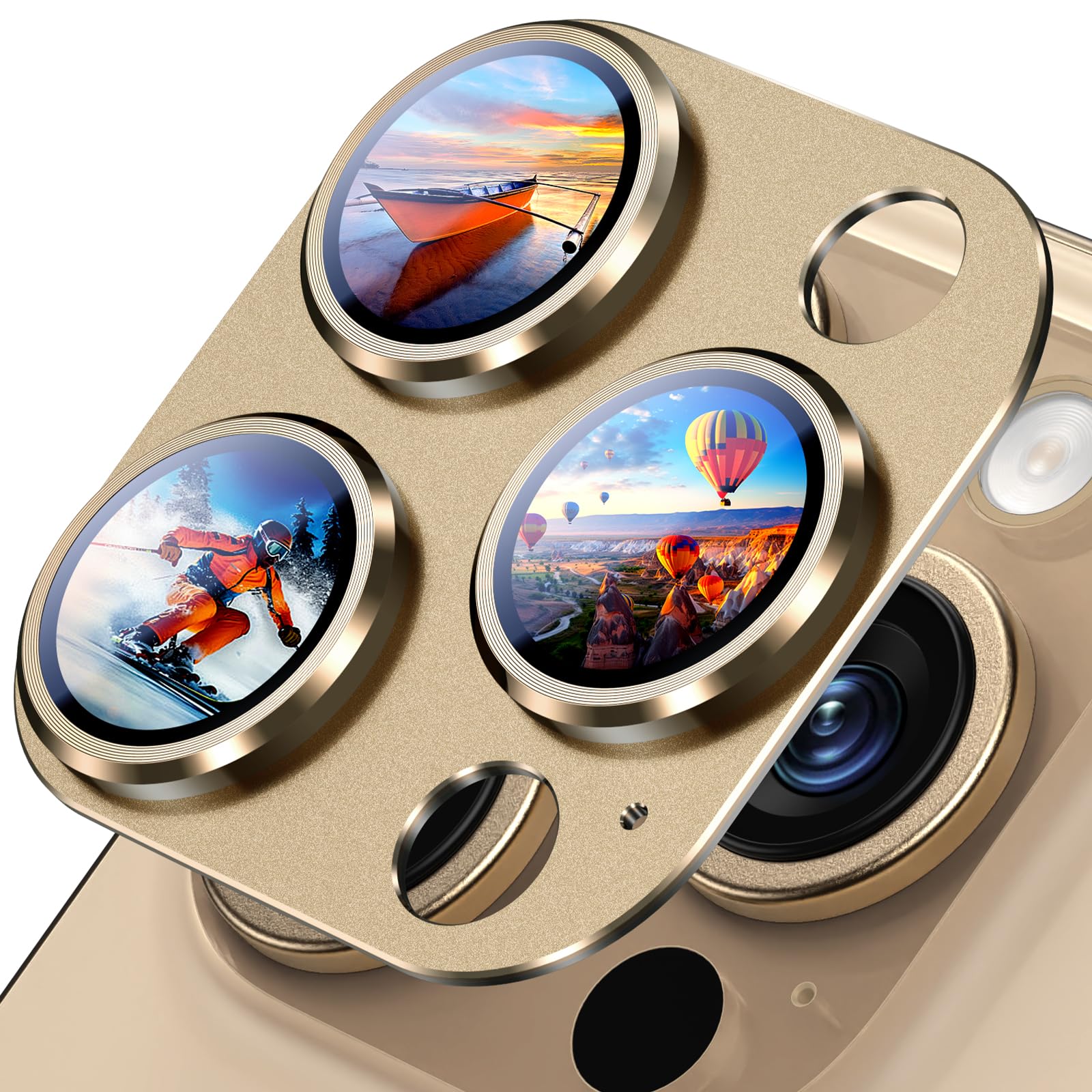 Uyiton Compatible with iPhone 17 Camera Lens Protector - [Not Easy to Break][Strong Adsorption][Case-Friendly] Metal Tempered Glass Rear Camera Screen Cover - Black