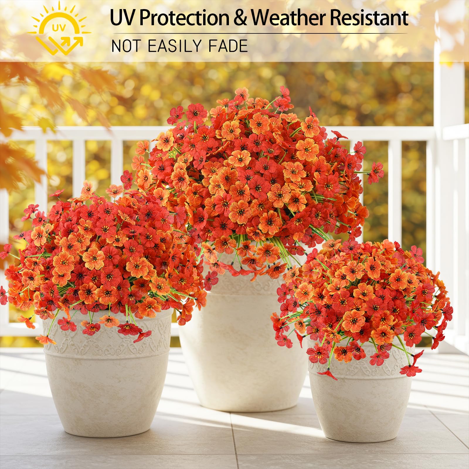 MACTING 12 Bundles Artificial Fall Lavender Flowers for Outdoors, UV Resistant Fake Outdoor Plants, Faux Autumn Greenery Shrubs for Planters Porch Patio Garden Yard Outside Thanksgiving Decorations