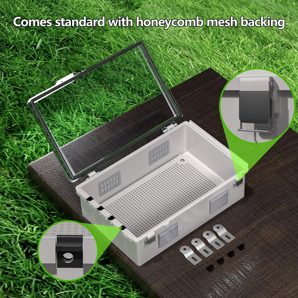 ABS Electrical Junction Box, Ventilated Design, Cable Grommets, IP65 Waterproof Enclosure, Indoor/Outdoor Use with Mounting Panel. (Clear Cover, 8.7"x6.7"x4.3")