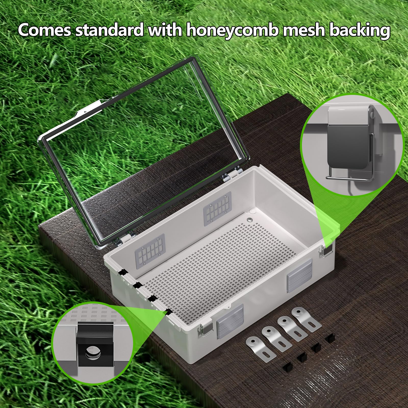 ABS Electrical Junction Box, Ventilated Design, Cable Grommets, IP65 Waterproof Enclosure, Indoor/Outdoor Use with Mounting Panel. (Clear Cover, 8.7"x6.7"x4.3")