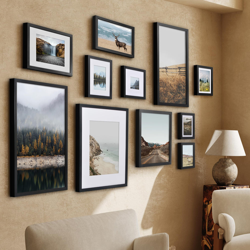 Americanflat 5x7 Picture Frame with Shatter-Resistant Glass - Soho Collection - Gallery Style Deep Molding Picture Frames for Tabletop and Wall Display - Black