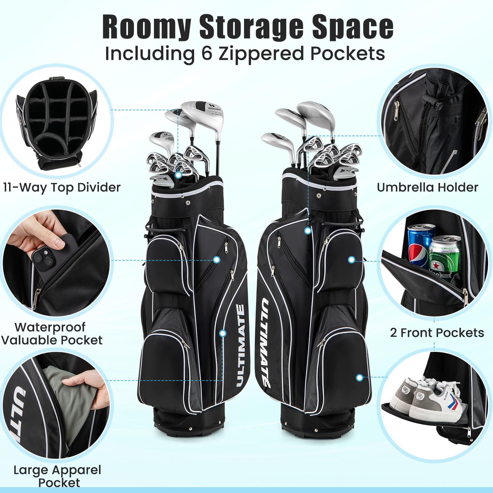 Tangkula 9/10/12 Pieces Women's Complete Golf Clubs Set, Golf Club Package Set with 460CC Driver, Fairway Wood & Hybrid, Irons, Putter, Portable Regular Golf Club Set