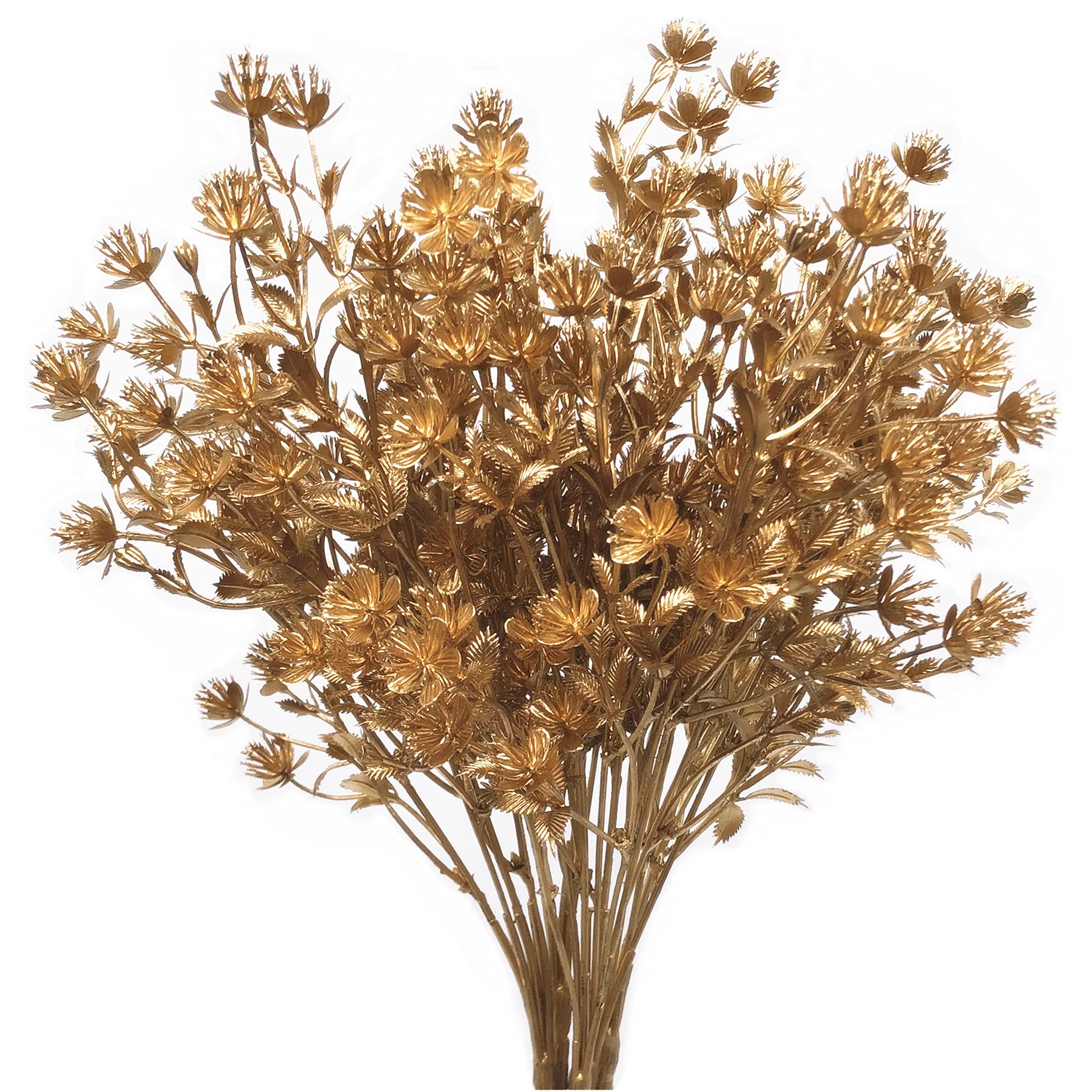 Christmas Decor Artificial Plants, PASYOU Gold Fake Antlers Plastic Grass Shrubs Leaves Indoor Outdoor Home Garden Party Hotel Verandah Wedding Event Faux DIY Decoration - 30 Inch Golden 2 Bunches