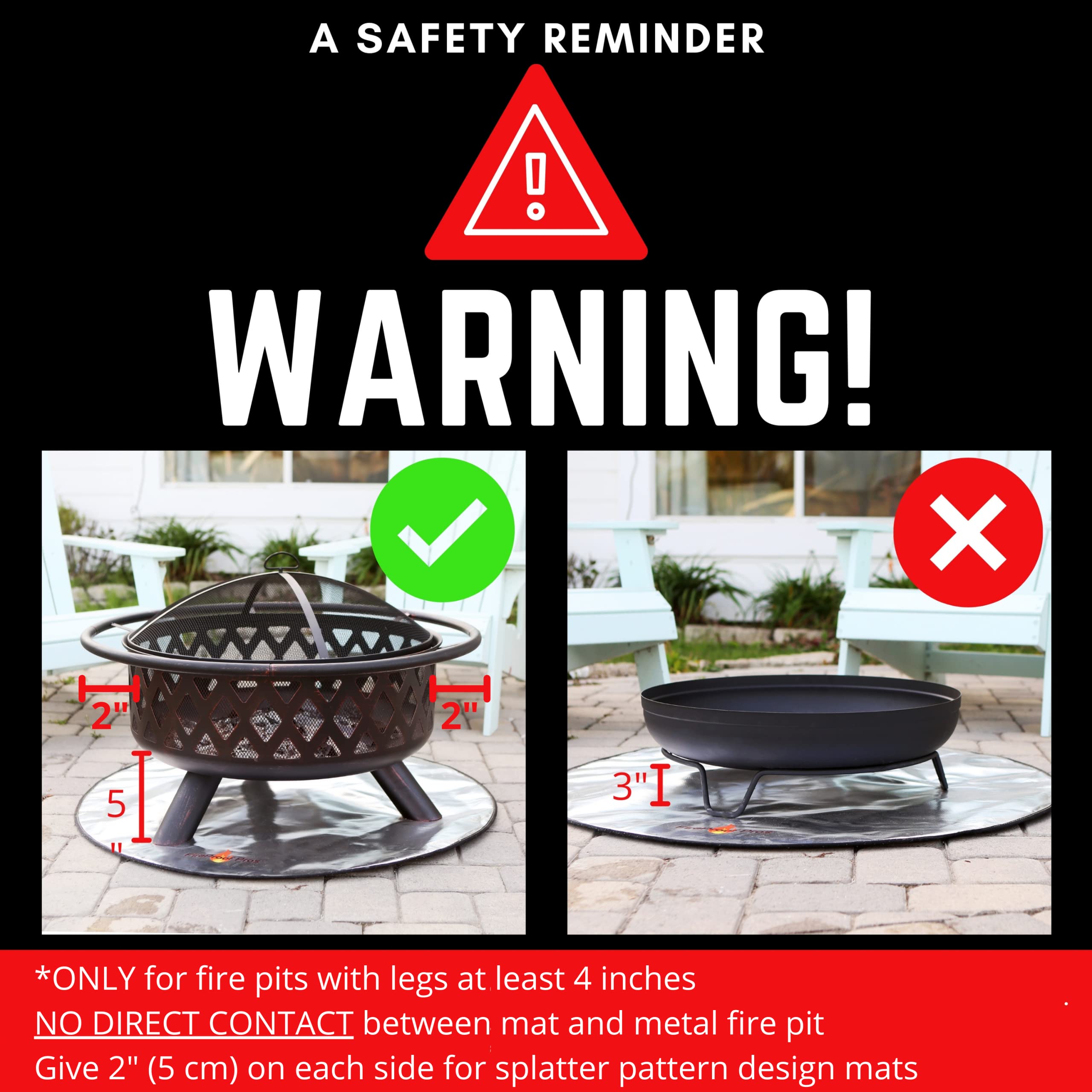 Fire Pit Mats for Under fire Pit 24" Round Non Combustable Heat Deflector Fire Resistant Fireproof Mat/Fireplace Mat. Pad Protector for firepit, Grill