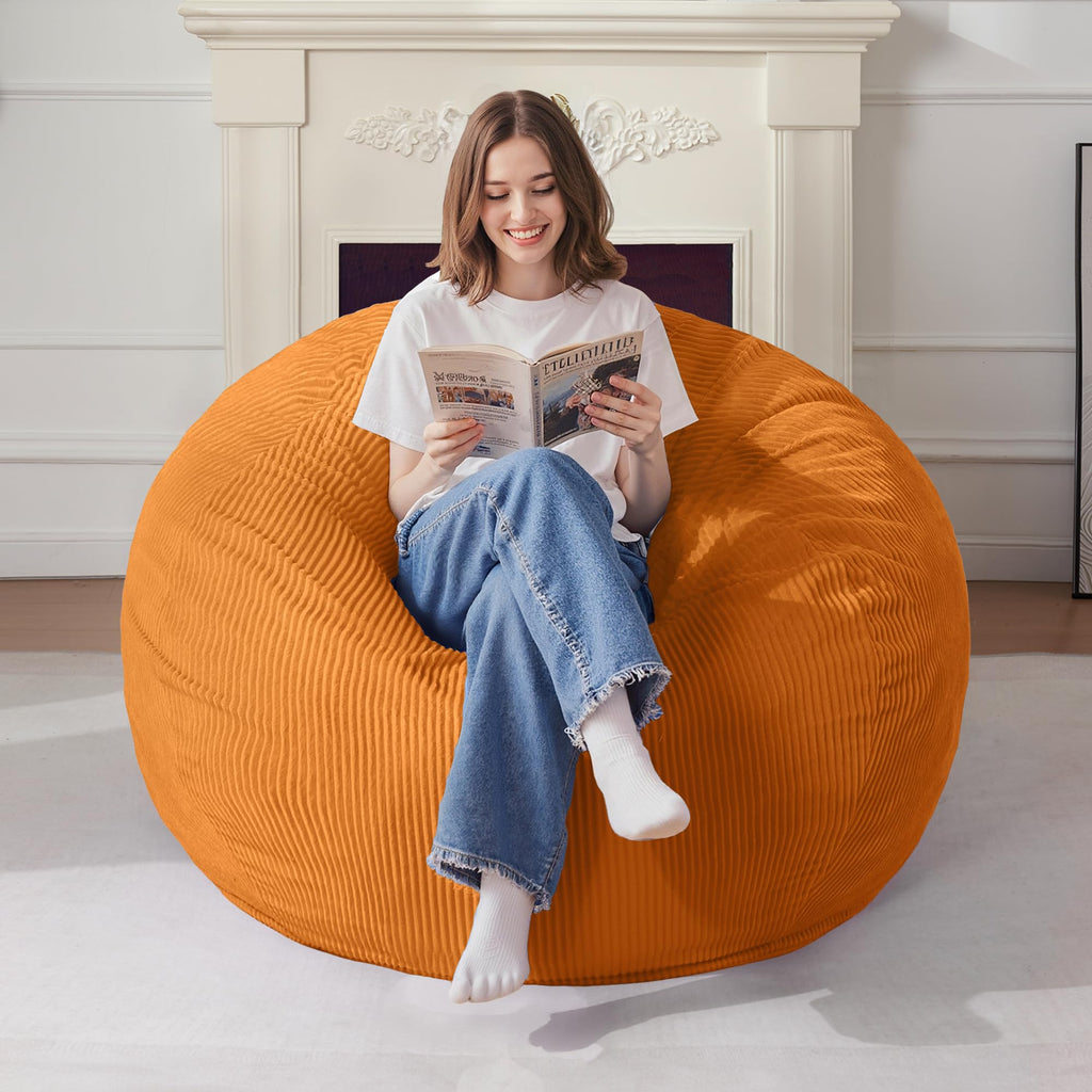 Homguava Bean Bag Chair,Teardrop Bean Bags Small Beanbag Chair with Memory Foam Filled and Ultra Soft Corduroy Cover for Living Room, Bedroom (Black 2FT)